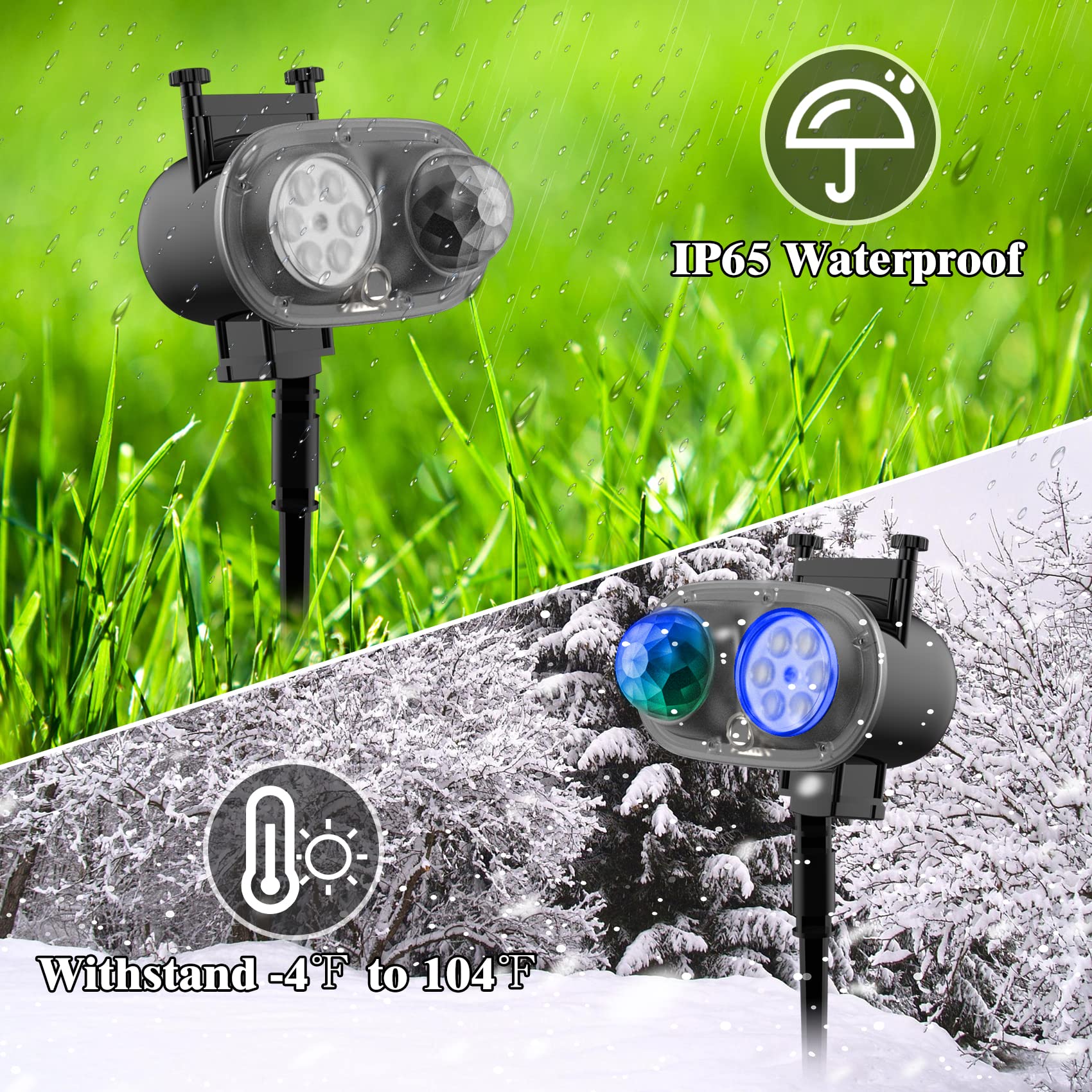 Yokgrass Halloween Christmas Projector Lights, 2-in-1 Outdoor Holiday Light Projector with 16 All Seasons Slides, 10 Colors, Wat