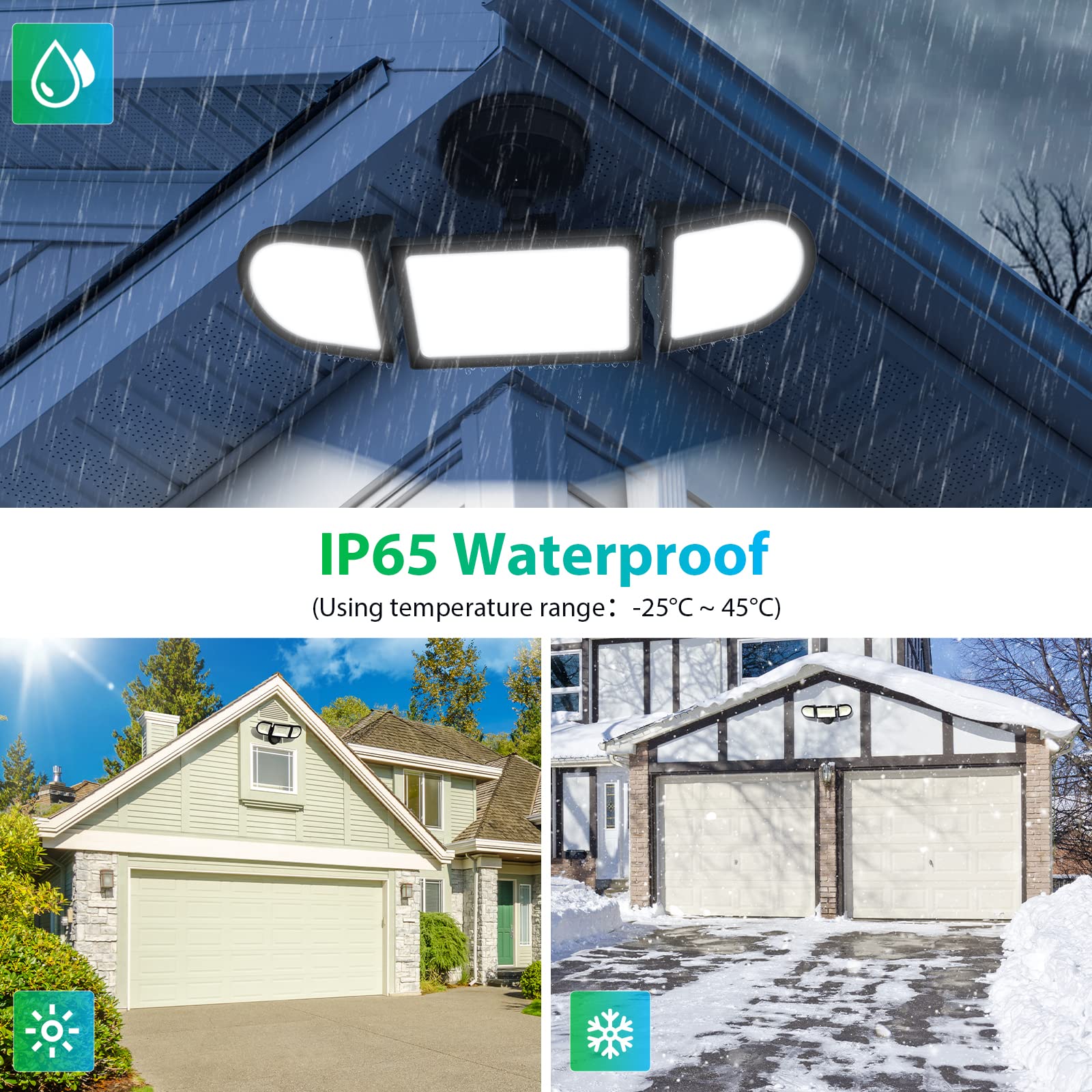 Imaihom 100W Flood Light, 9000Lm Ultra Bright, 3 Adjustable Heads, Ip65 Waterproof, Black