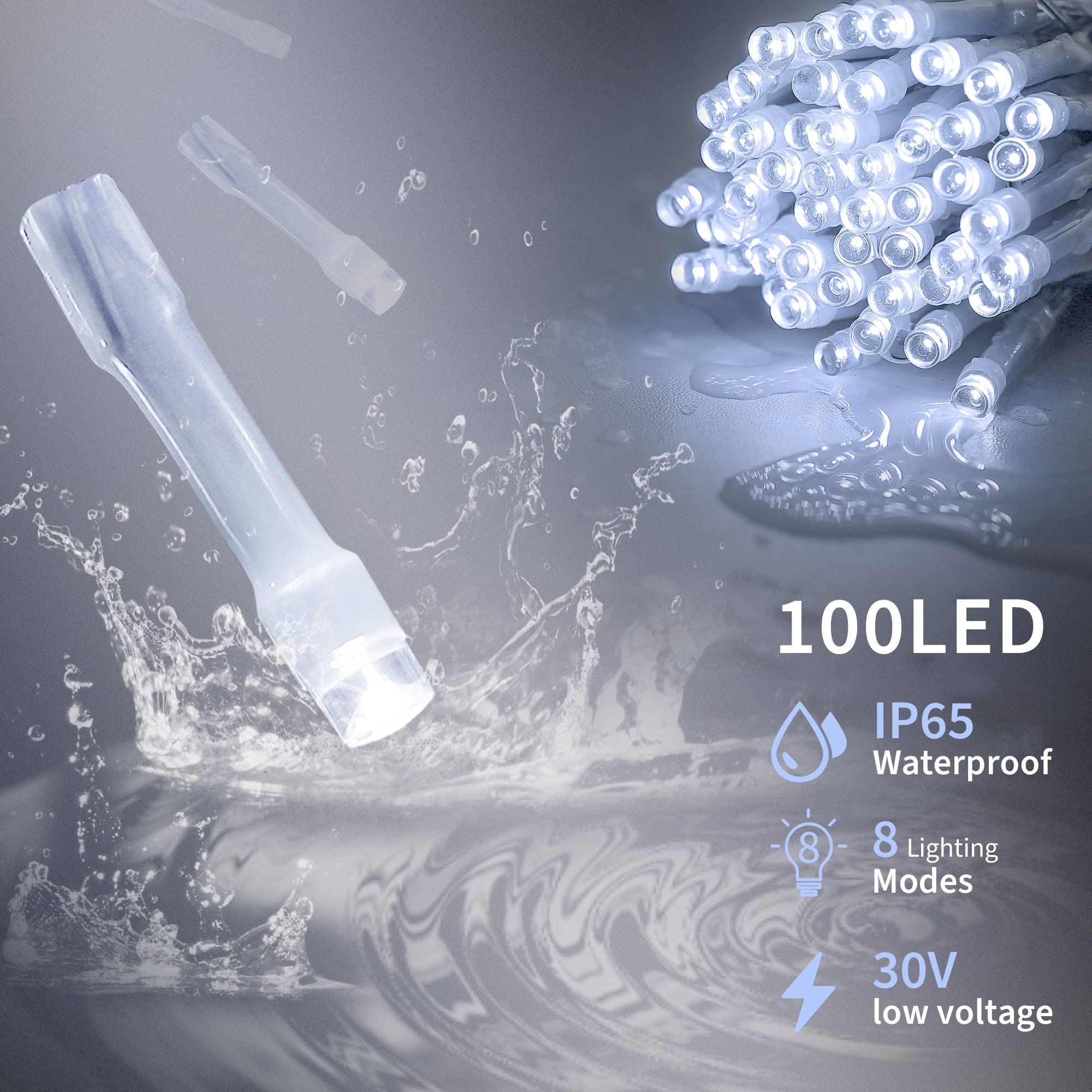 Oopswow Led String Lights By White, 100Led Plug In Fairy String Lights With 8 Modes For Indoor And Outdoor Party Wedding Home Pa