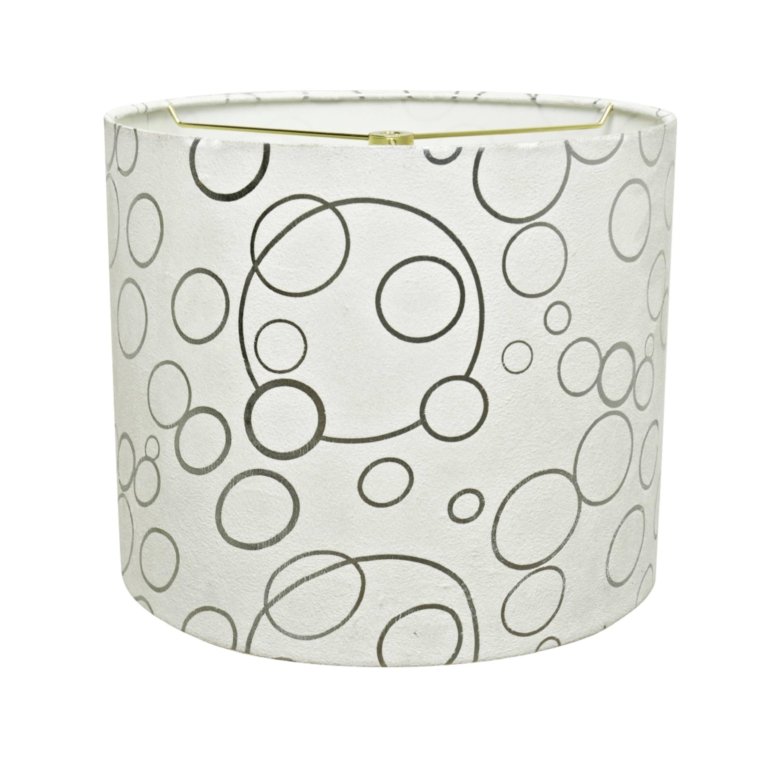 Aspen Creative 31088A Transitional Drum (Cylinder) Shaped Spider Construction Lamp Shade in White with Silver Circle Pattern  12 Wide (12 x 12 x 10)