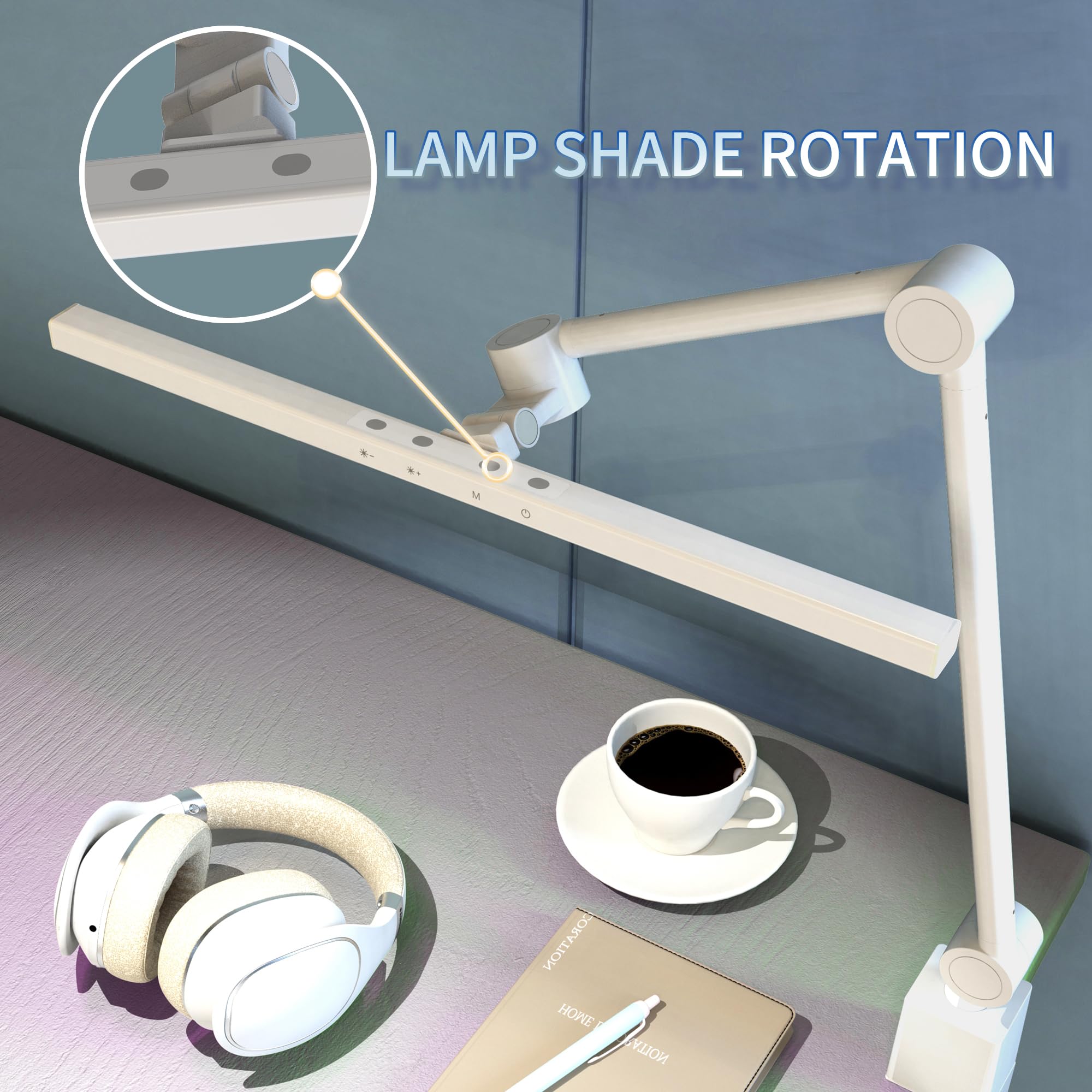 Melifo Led Desk Lamp With Clamp,Monitor Light Bar,Eye-Caring Desk Light,Ultra High Definition And Brightness Table Light,4 Modes 12 Brightness, (White Desk Lamp With Clamp)