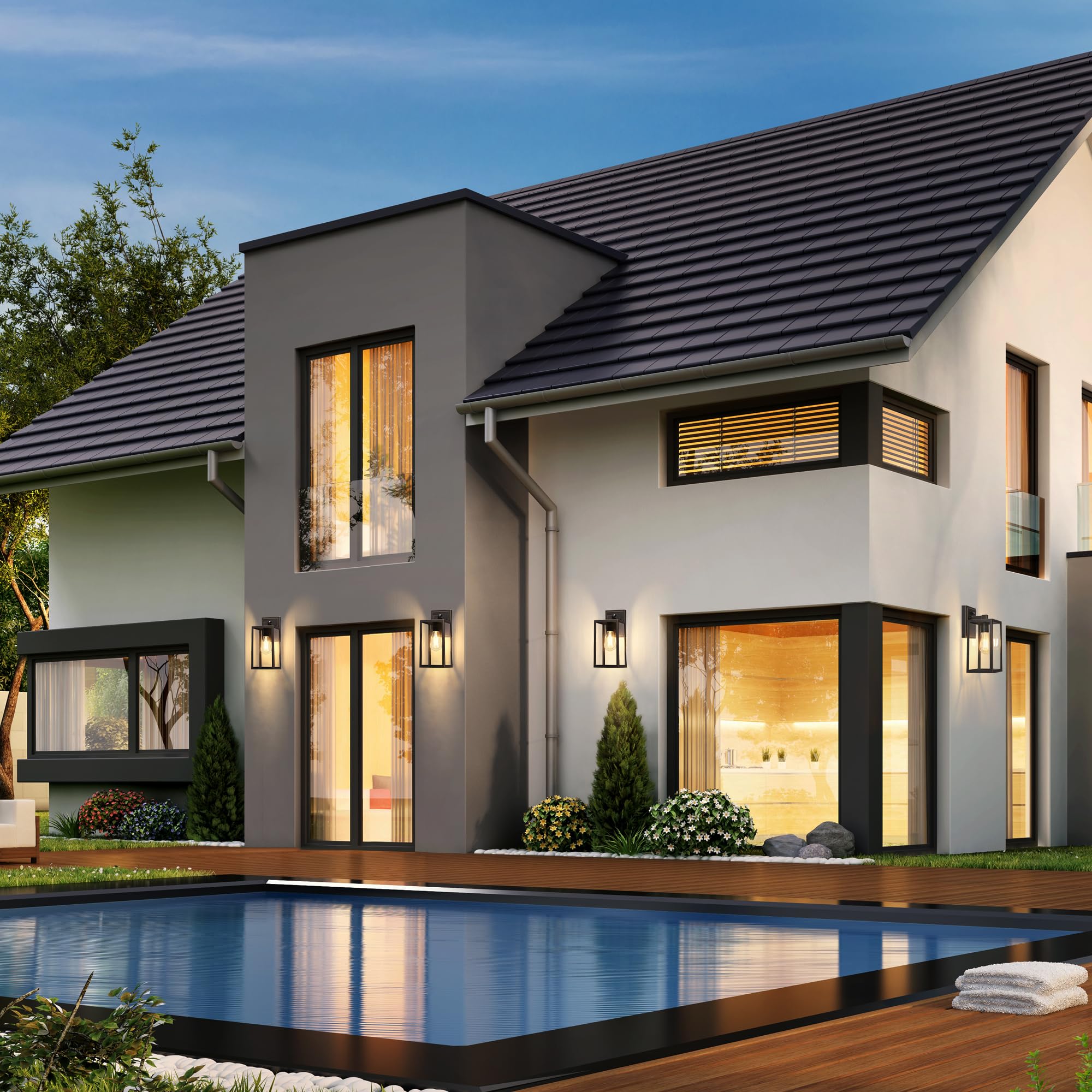 Partphoner Exterior Lighting Fixtures, Porch Light Outdoor, Waterproof Exterior Light Fixture, Anti-Rust Wall Sconce With Clear