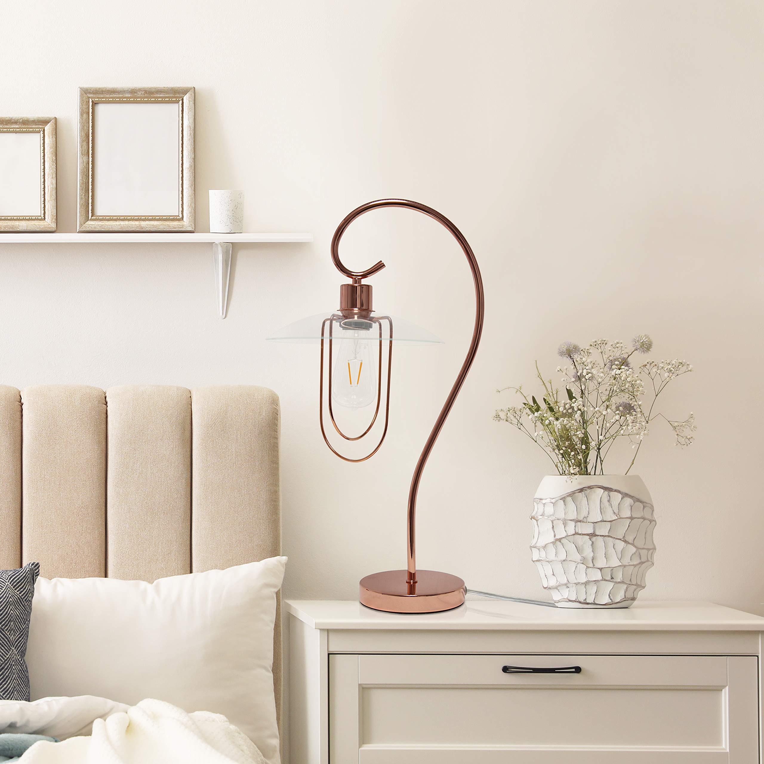Simple Designs Modern Metal Table Lamp LT1086-RGD Rose Gold Finish