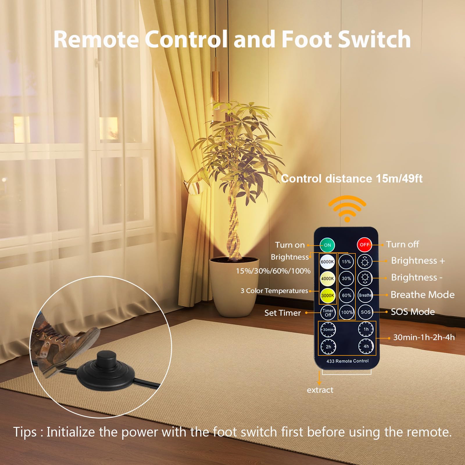 Brightown 2 Pack LED Floor Can Lights, 6000K Dimmable Up Lights with Remote, Black, Model HJCL180