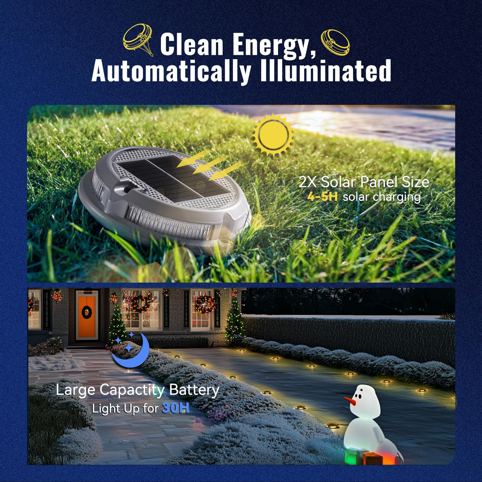 FabStyl Solar Driveway Lights 12 Pack, RGB Colors, IP68 Waterproof, 3 Dynamic Modes for Garden, Dock, Step, Walkway Decor