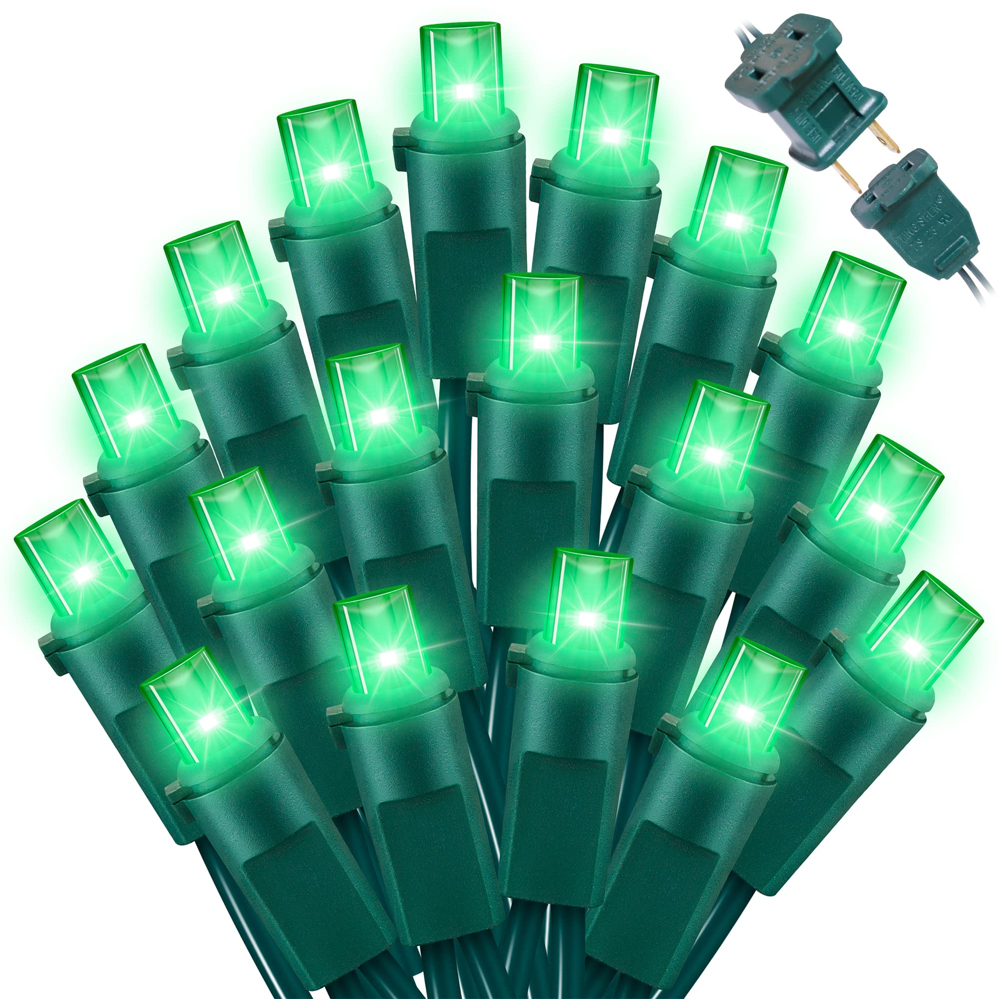 LAMPHOME 100 Count Green- String Lights - 21.6FT LED Christmas Lights, Mini led Lights for Indoor Outdoor Home Holiday Party Wedding Independence Day Decoration