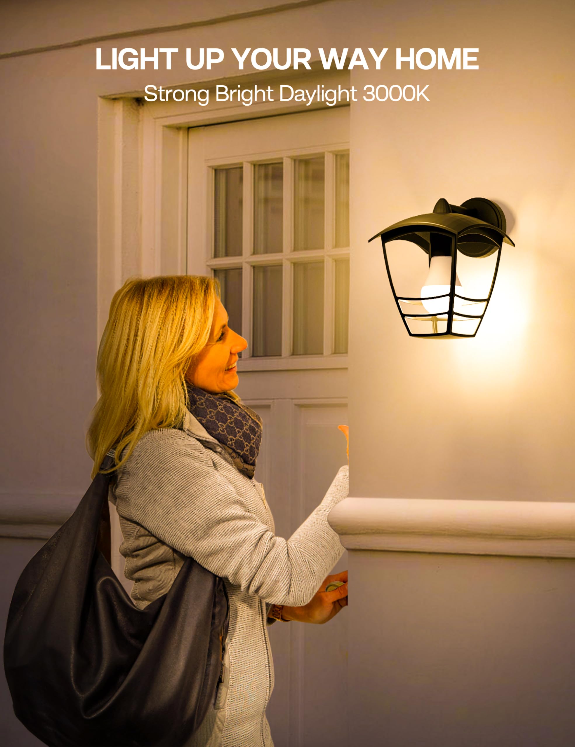 Eastiya Dusk to Dawn LED Outdoor Light Bulb, 13W (100W Equivalent), Warm White 3000K, Auto-On/Off, 1200LM, 4 Pack