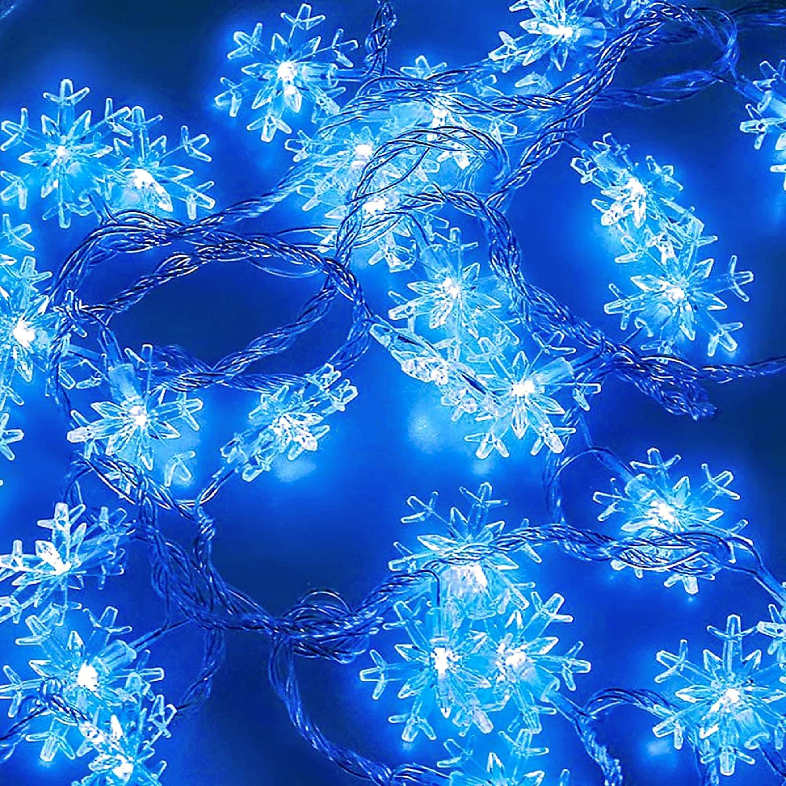 DomeStar Christmas Snowflake String Lights, 9.8Ft, 20 LED, Battery Powered, Blue, Indoor/Outdoor Decor