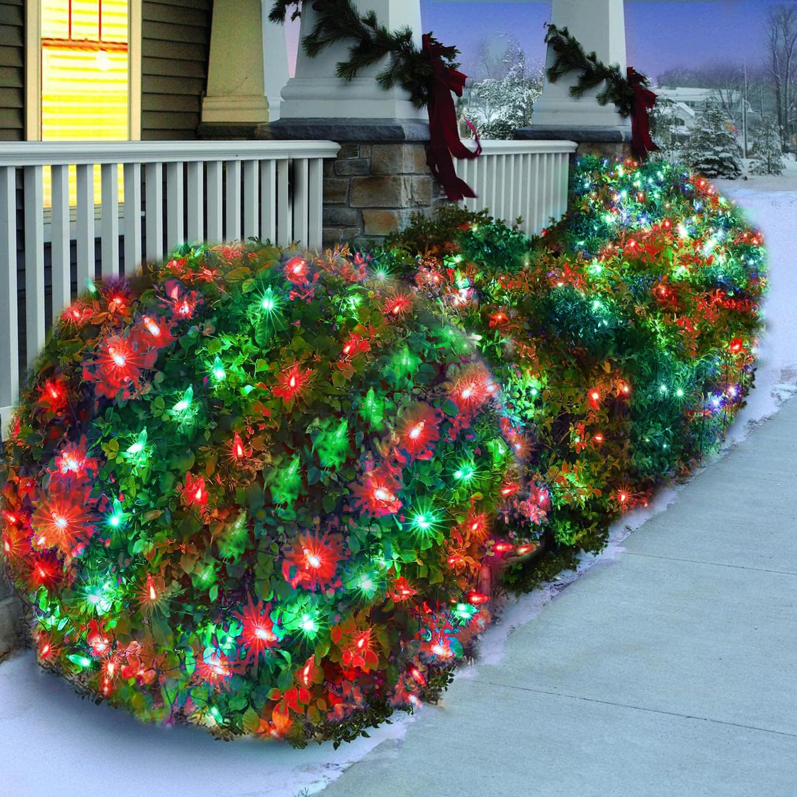 Neoclassy 120LED Christmas Net Lights, 5ft x 6ft, Waterproof, 8 Modes, Black Wire, Red and Green