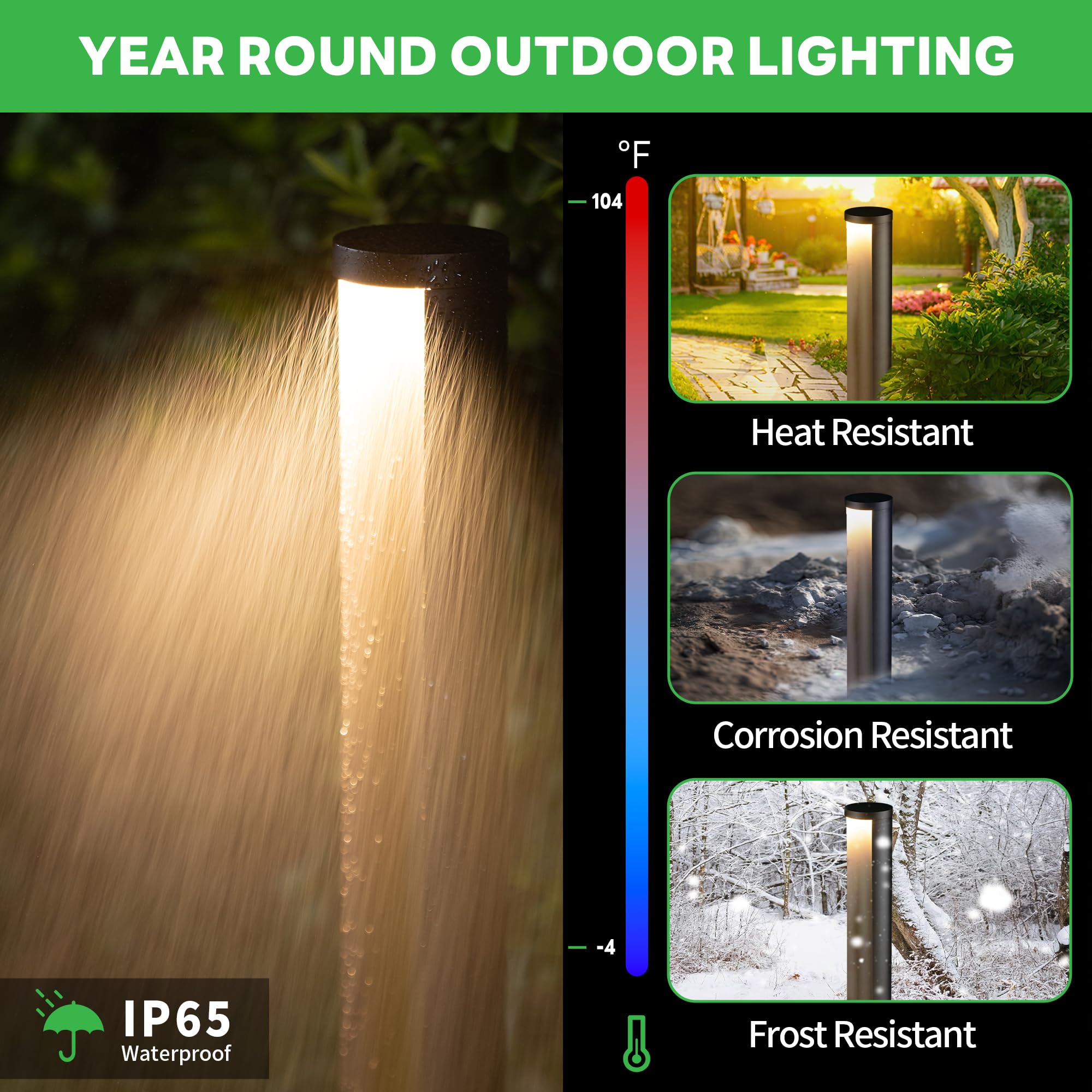 Varmtalys Outdoor Path Lights, Led Landscape Pathway Lights, 12V Low Voltage Wired, Waterproof 5W 200Lm Black Aluminum For Backy