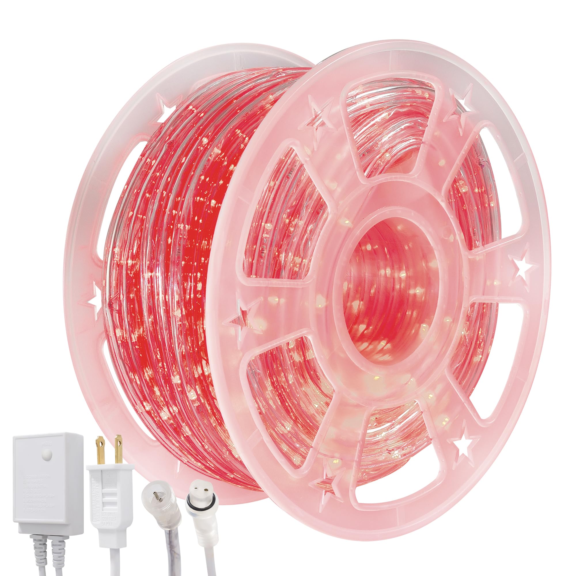 100ft Rope Lights Outdoor  Connectable & Flexible Tube Lights with 8 Modes Controller Waterproof Red LED Rope Lighting for Deck Garden Pool Patio Bedroom Party Indoor & Outside Landscape Lighting