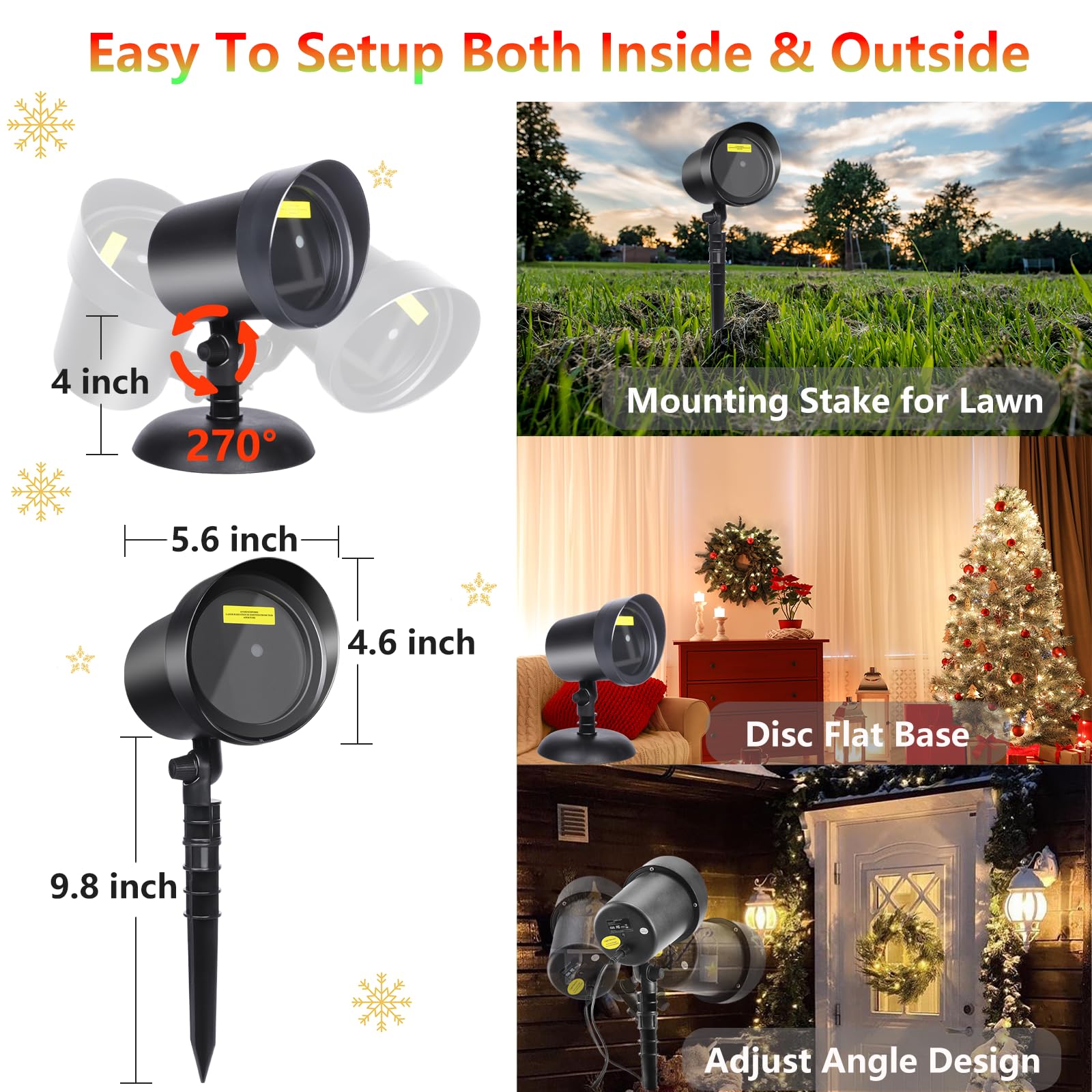 Yfain Christmas Laser Lights Outdoor, Motion Christmas Projector Lights Outdoor Waterproof, Landscape Spotlight Red & Green Xmas