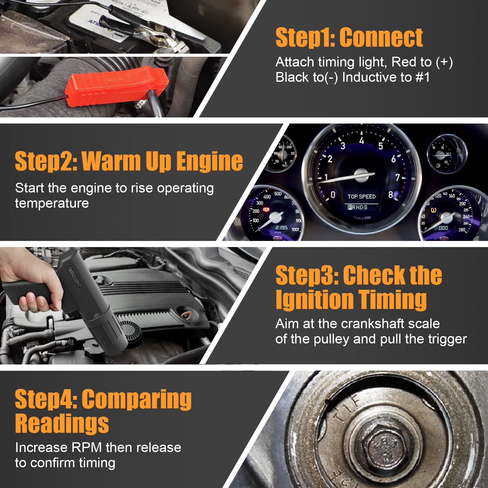OBDMONSTER Ignition Timing Light - 12V Strobe Lamp Inductive Timing Gun for Car, Motorcycle & Marine Engines