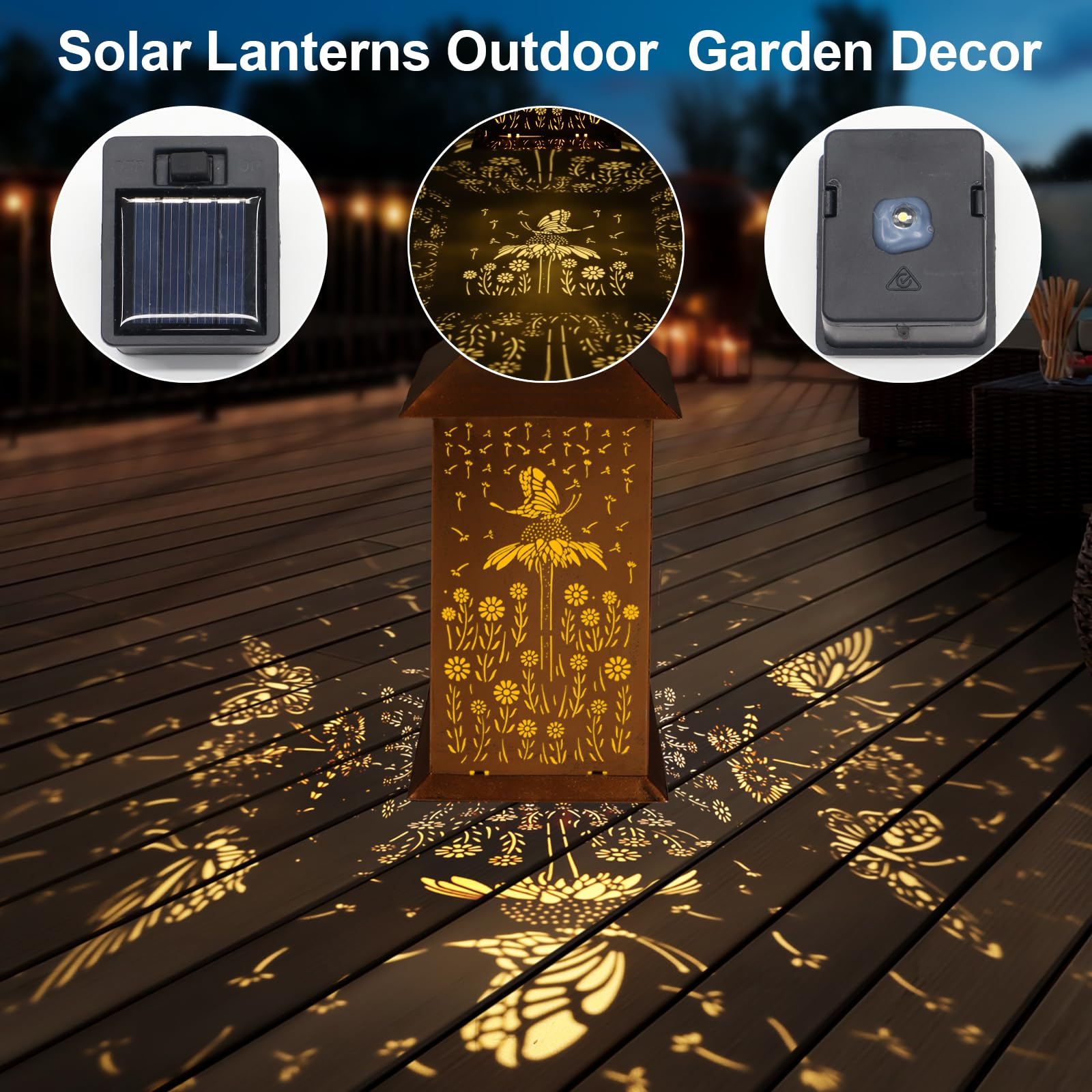 Butterfly Solar Lantern Outdoor Waterproof Hanging Christmas Lights Butterfly Dandelions Garden Decor Birthdays Gifts For Women