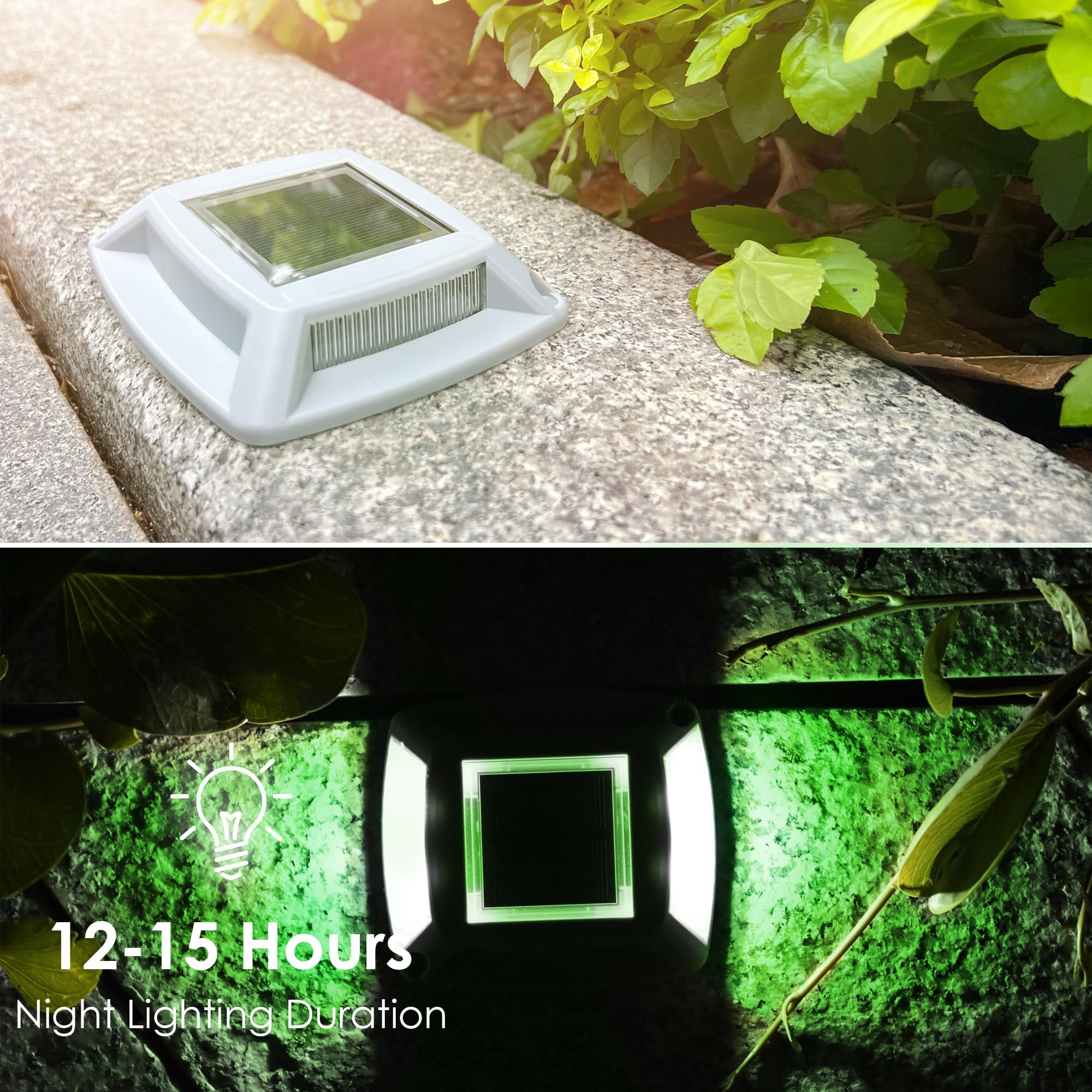 Sunflickt Solar Driveway Lights 12-Pack - 4 Led Ip68 Waterproof Marine Solar Dock Lights | Solar Powered Safety Markers For Path