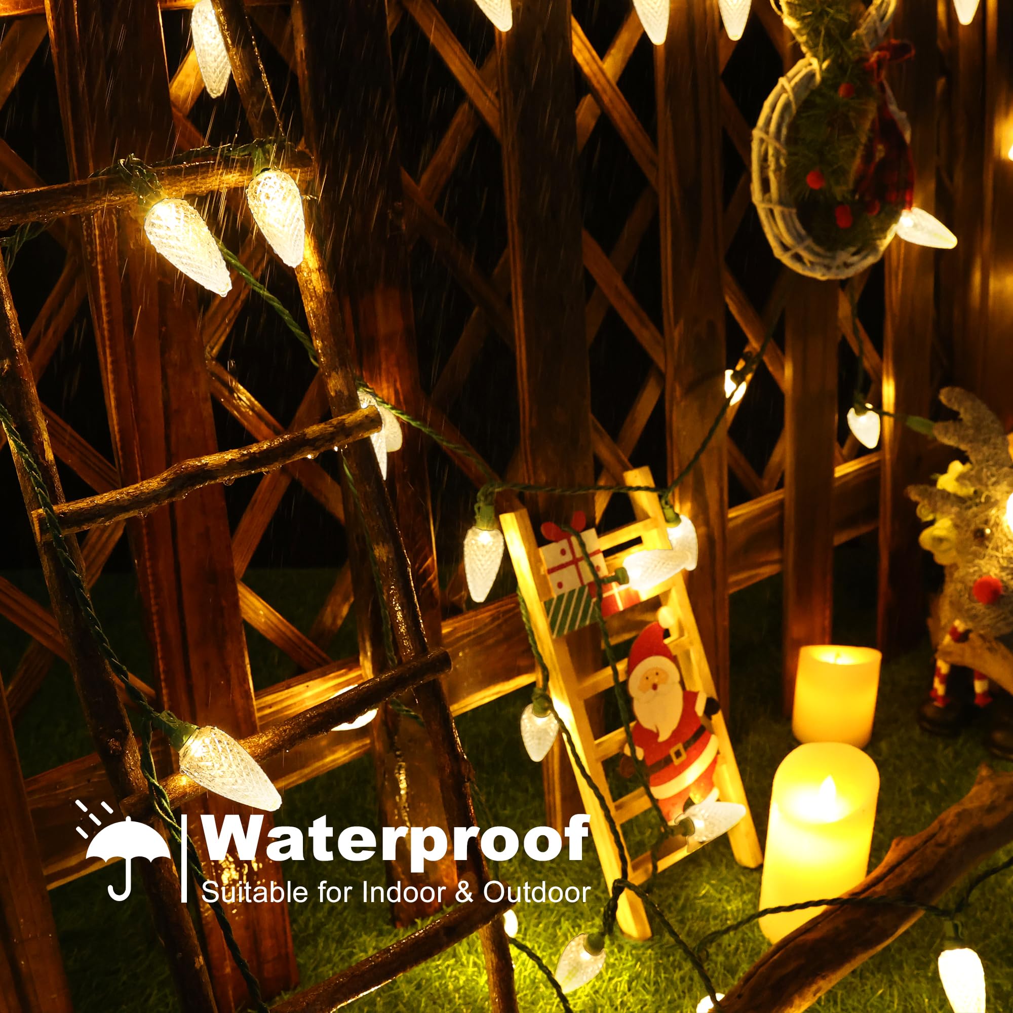 Brizled C9 LED Christmas Lights, 33ft 50 Warm White Connectable String Lights, UL Certified for Indoor Outdoor Use