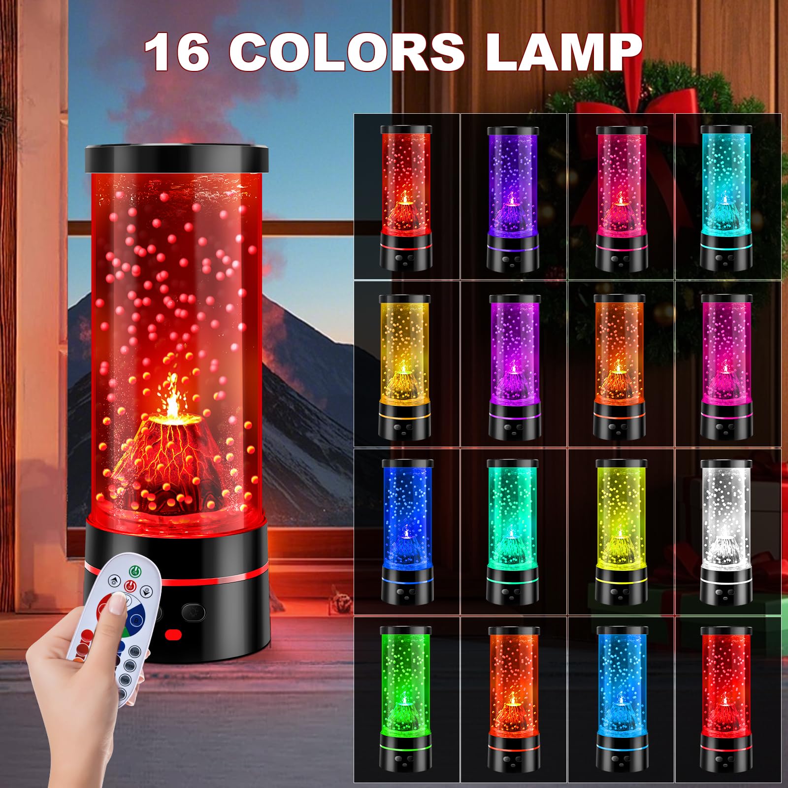 ONXE Volcano Sensory Night Light - 16 Color Changing Dimmable Lamp, Mood Light for Kids & Adults, Model: volcano lamp-666, Large Size