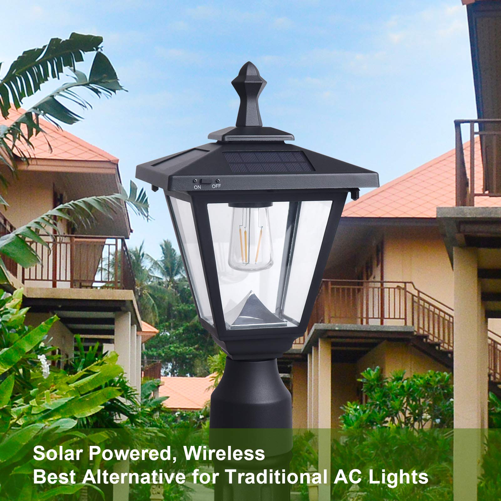 Kmc Lighting St4330Q-A Solar Lamp Post Lights Solar Post Lights Outdoor Post Lights Die-Casting Aluminum 100 Lumens 3-Inch Fitte