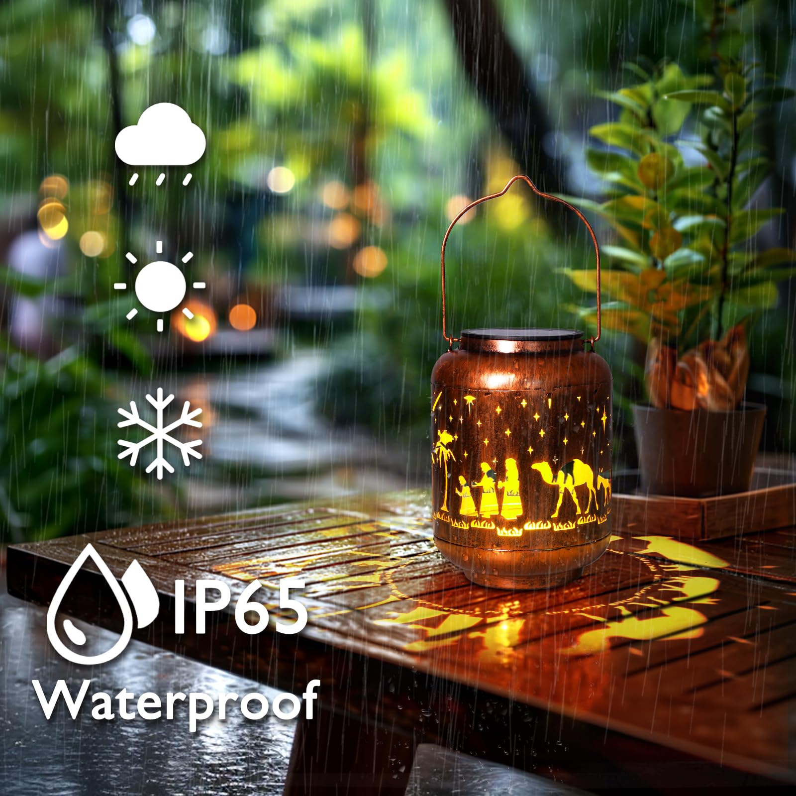 Homemory Christmaas Gifts For Women Mom Grandma  Solar Lanterns Christmas Nativity Scene Lights Outdoor Waterproof Garden Decor  Led Hanging Solar Lights For Yard  Patio  Porch