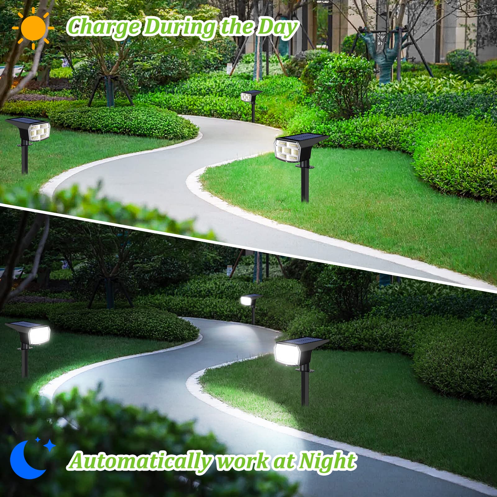 Sucolite Solar Spot Lights 8-Pack, 59 LED, Waterproof, 3 Lighting Modes, Cool White, Model ZJ-DC59