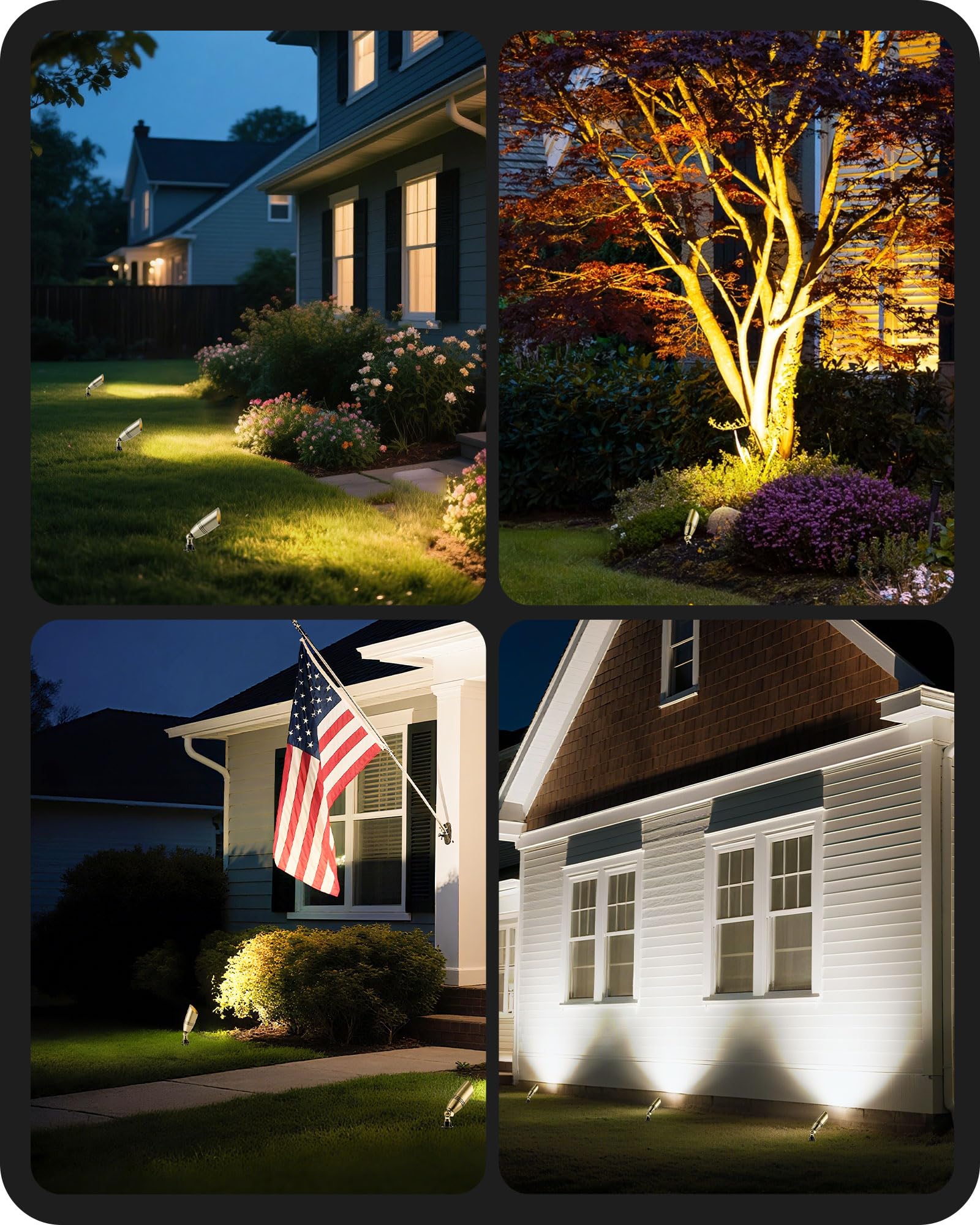 Edishine Solid Brass Landscape Spotlights  12V Led Low Voltage Landscape Lights  3Cct Mr16 Bulb Included  Bronze Heavy Duty Waterproof Spot Lights Outdoor Lighting For Garden Yard Tree  4 Pack