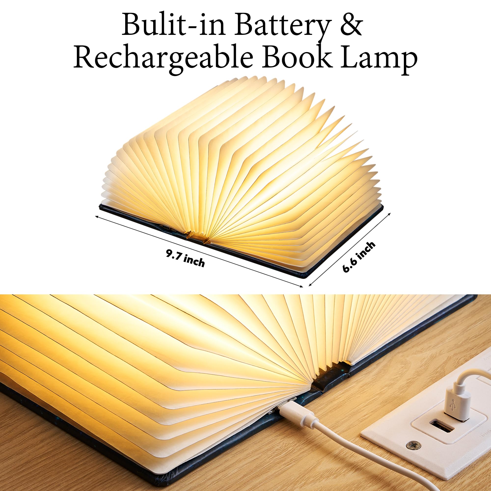Uniwolk Paper Lamp - Foldable Book Light, Warm White, 1200mAh, 5 Colors, Perfect Gifts for Book Lovers & Unique Birthday Presents