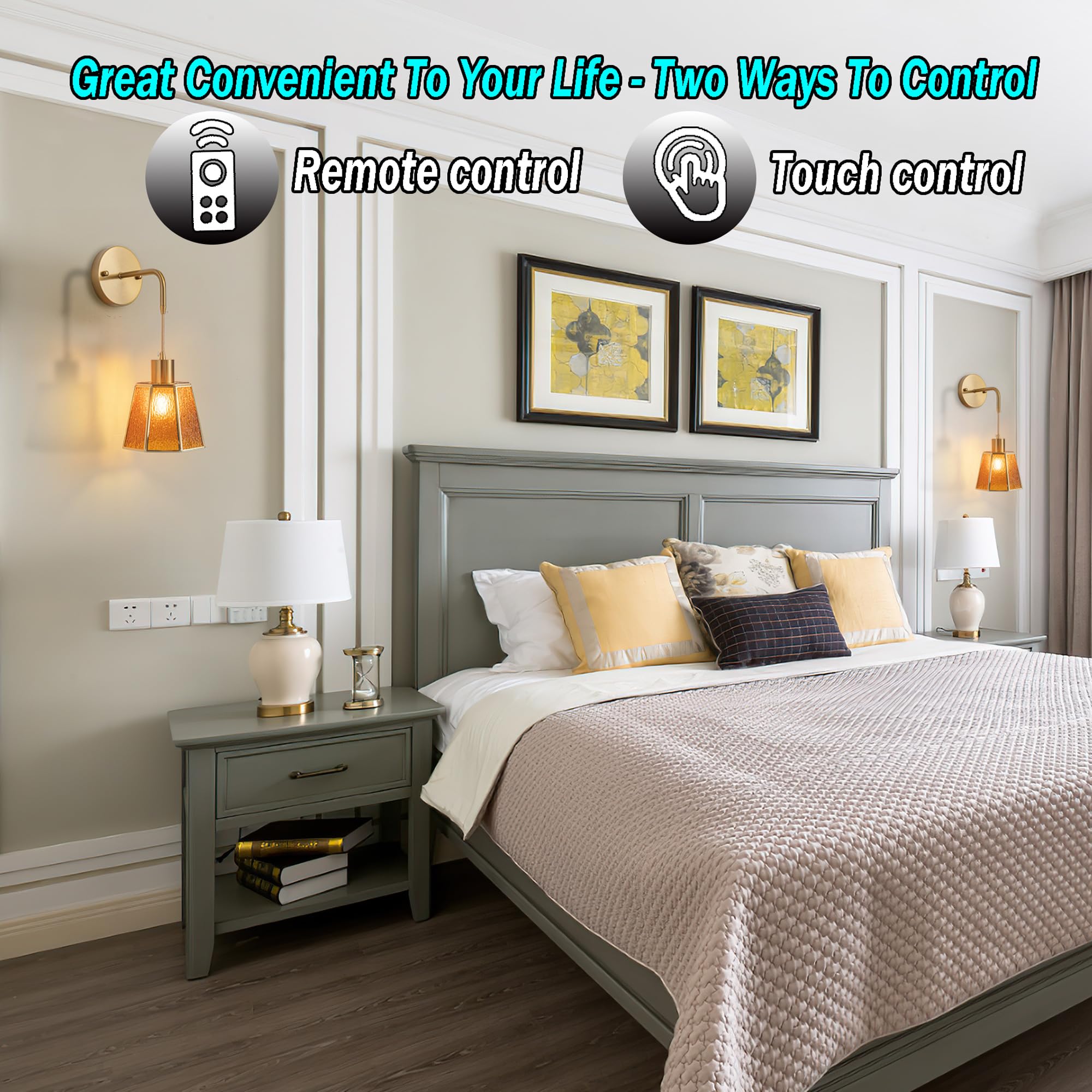 Yhcdlamp Light Fixture, Wall Sconces Set Of 2, Battery Operated, Rgb Color Changing, Rechargeable, Ideal For Bedroom, Living Roo