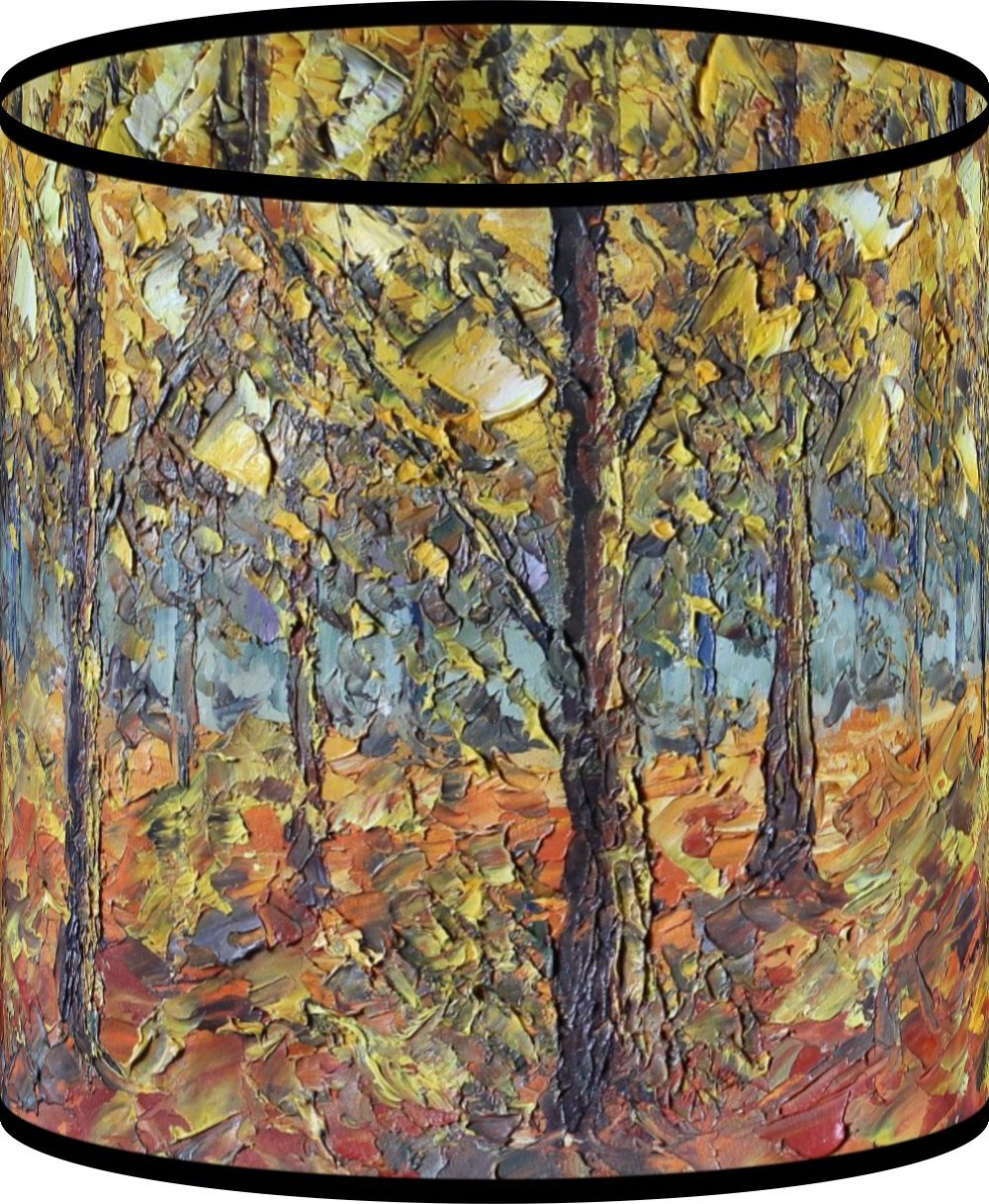 LampPix 10.00 Inch Table Lamp Shade - Dawn Forest View Canvas Desk Lampshade (Uno Fitting)