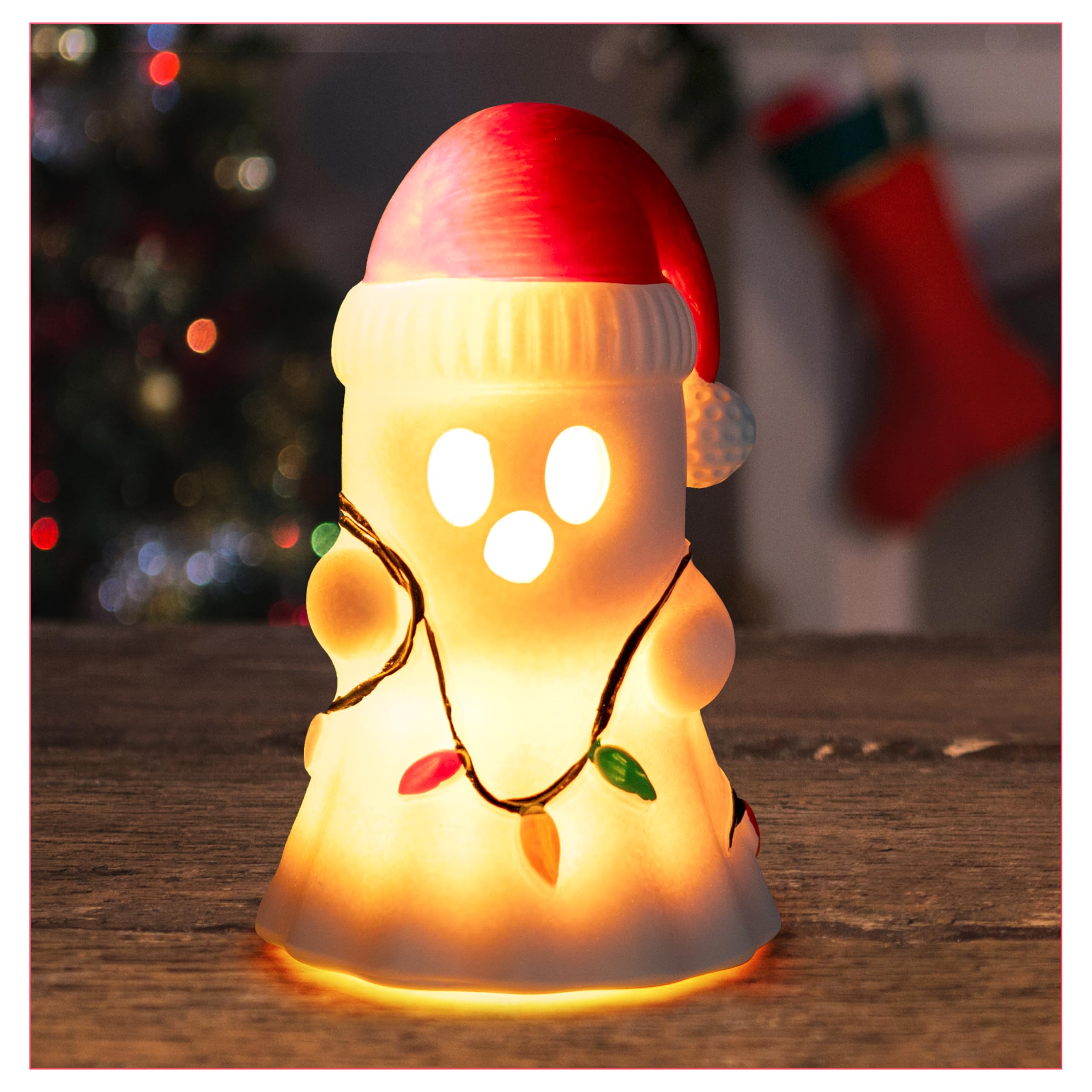 GioXtra Christmas Ghost Decor - Halloween White Ghost with Santa Hat Led Night Light Little Boo Figurine Statue Festival Lamp Ta