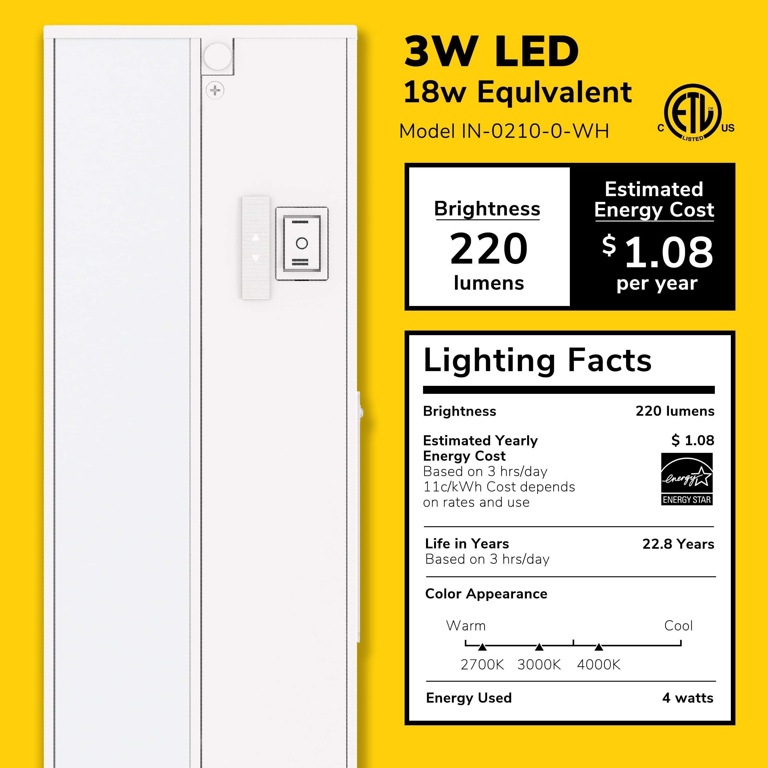 Getinlight 9-Inch Led Under Cabinet Lighting, Hardwired Or Plugged-In, Warm White (2700K), Soft White (3000K), Bright White (400