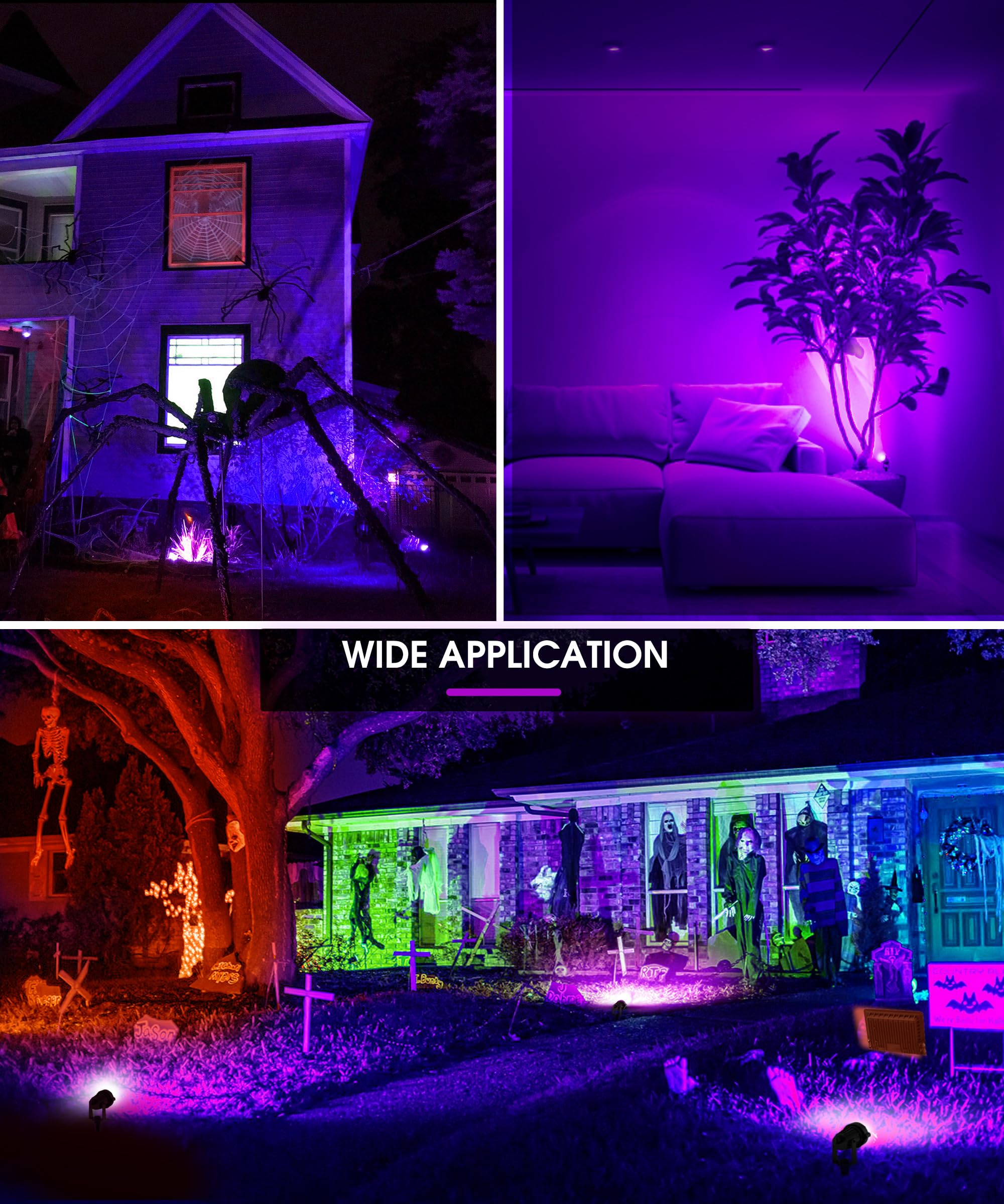 Lohas Christmas Spotlight Outdoor, Purple Led Spot Lights For Yard, Auto On/Off 5W 120V Landscape Lighting For House, Holiday, Trees, Decoration, 450Lm Ip66 Waterproof, Ul Listed, 2 Pack