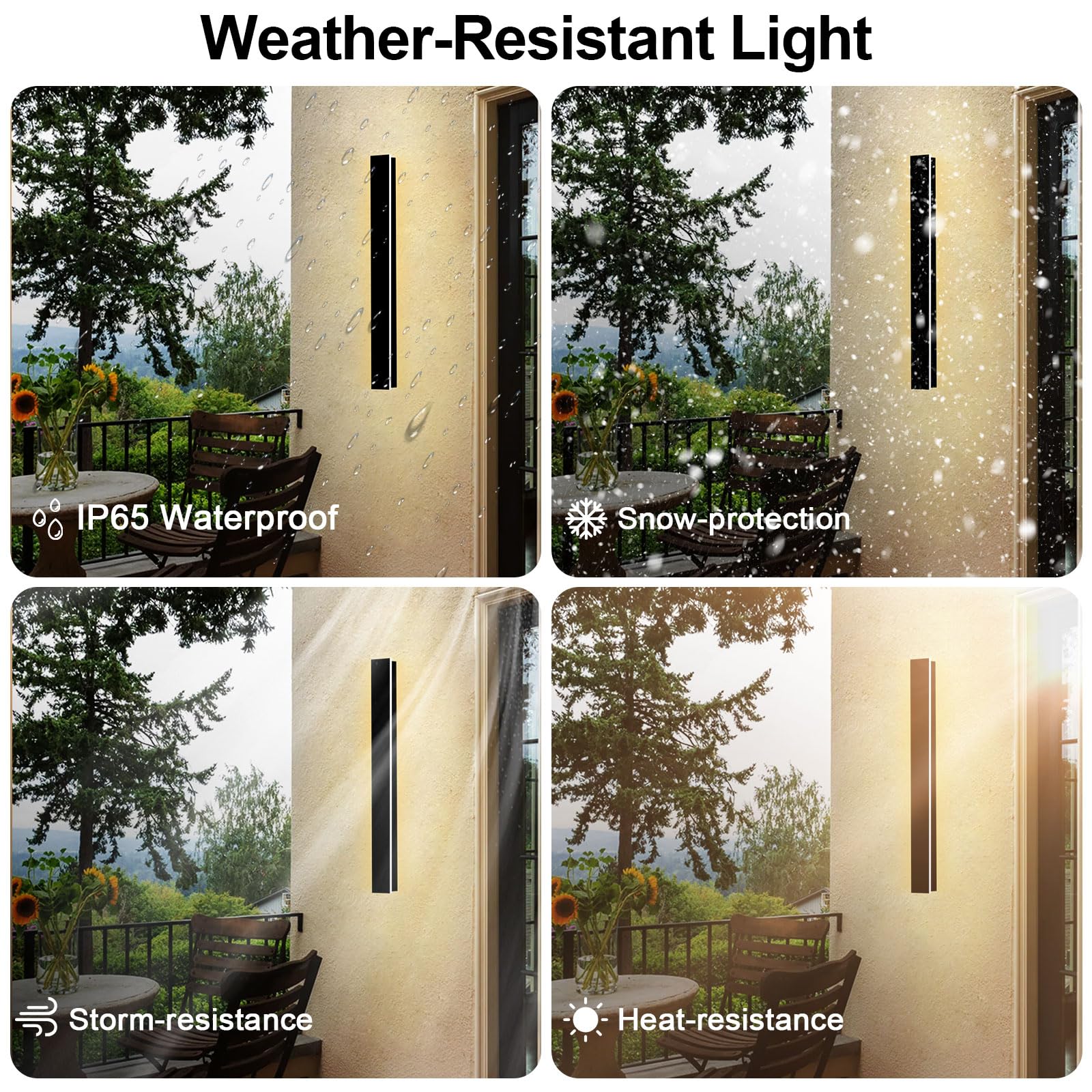 Gremlbuk 24 Inch Outdoor Wall Lights 2 Pack, Long Outdoor Wall Sconce Led Ip65 Waterproof Linear Wall Sconces 3000K Wall Mount Exterior Light Fixtures For House Garage Porch Patio