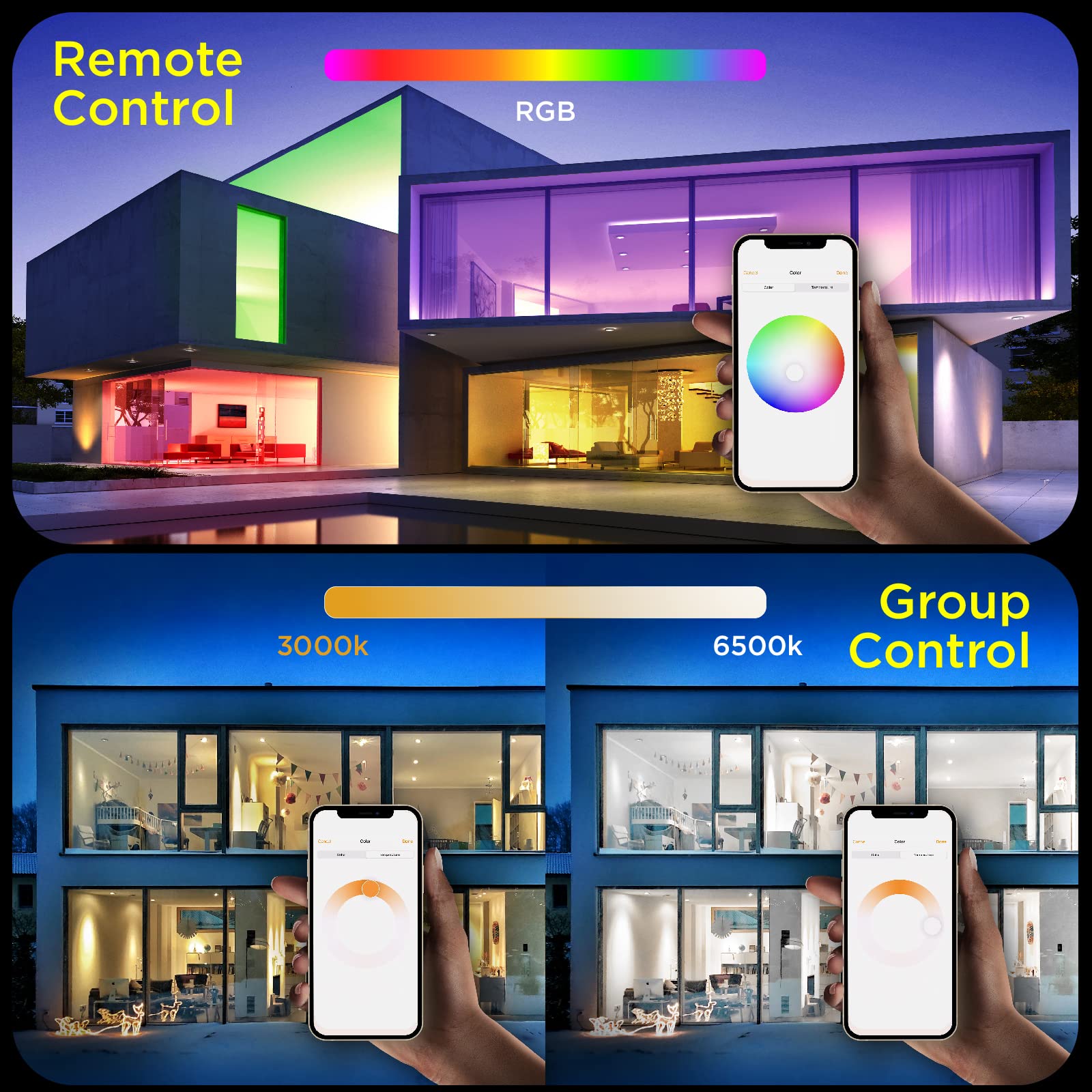 TALOYA LED Flush Mount Ceiling Light Fixture, 15.8 Inch, 28W, RGB Backlight, 3000-6500K, Homekit Compatible, White, Model ALT400