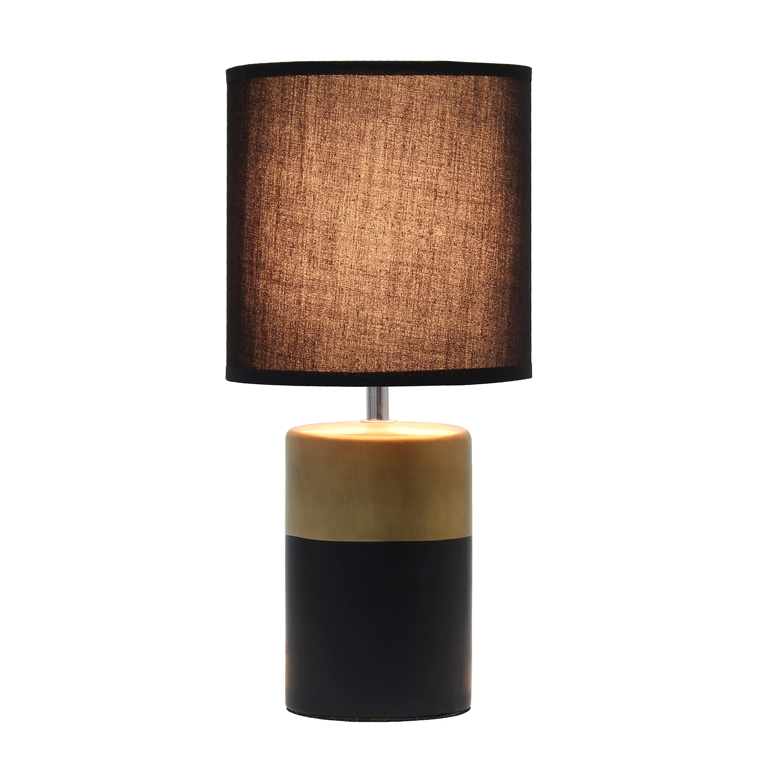 Simple Designs LT1114-BLK Bedside Table Lamp, Porcelain, Black/Gold, Pack of 1