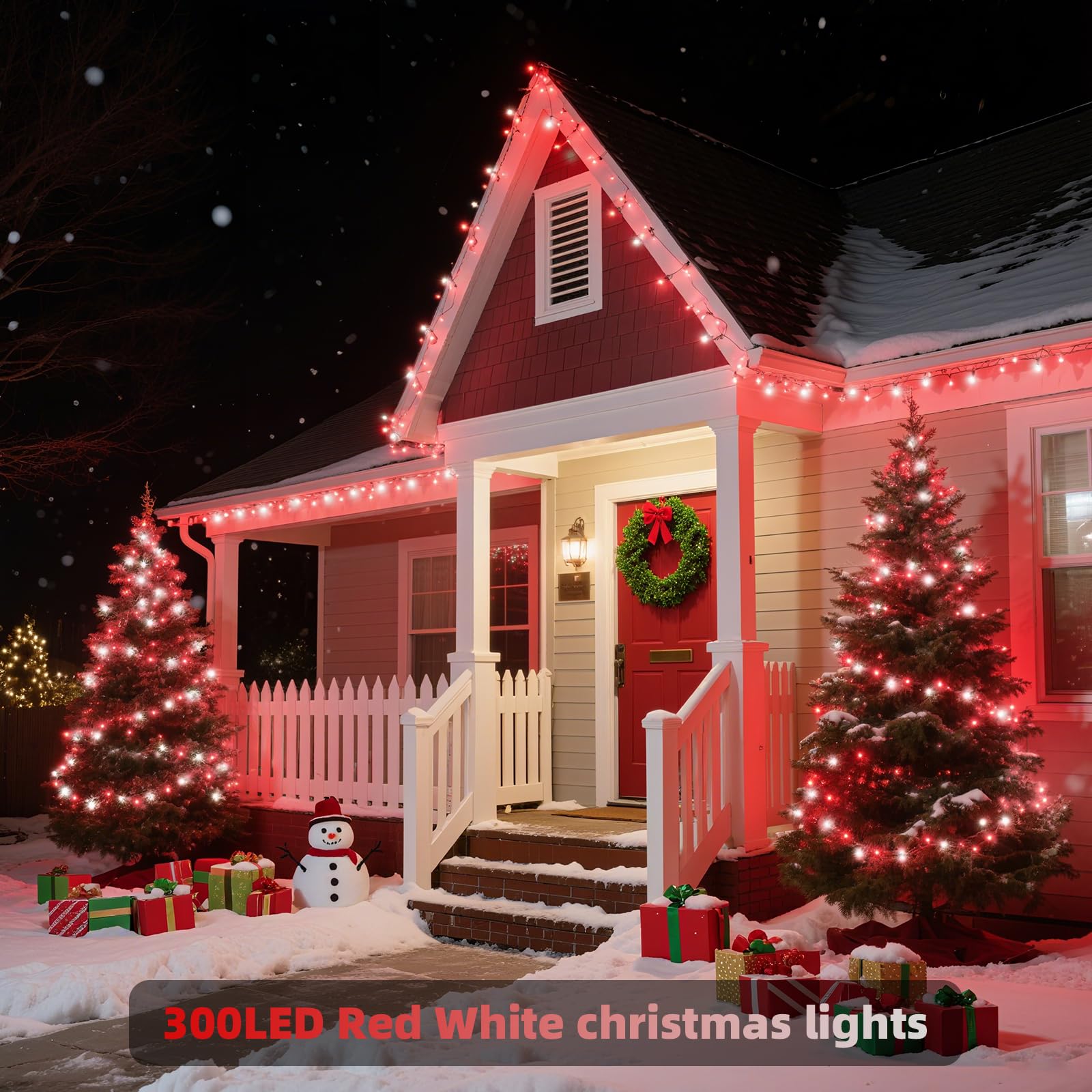 Xtf2015 Christmas String Lights  105Ft 300 Led Christmas Lights 8 Modes Memory Function & Timer- Ul Certified - Outdoor Indoor Christma S Fairy Lights For Tree  Garden  Party  Wedding(Red + White)