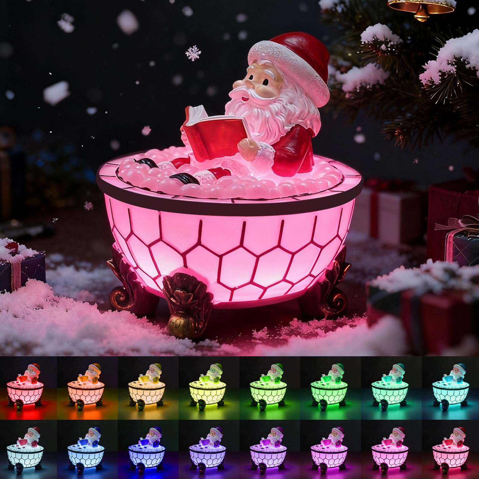 Christmas Santa Claus Bubble Bath Lamp, Creative Halloween Light, Santa Claus Bubble Bath Light, LED Night Light for Bathroom De