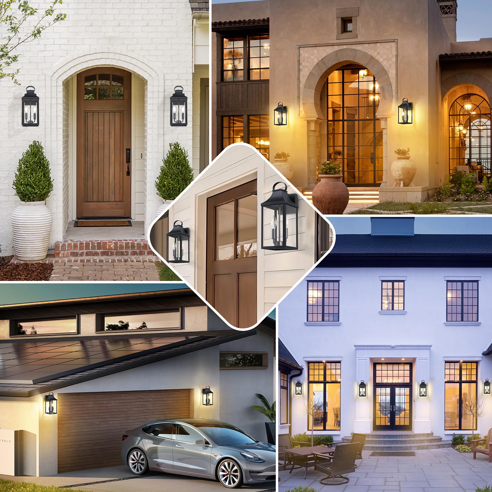 Myhxq 15&quot; Dusk To Dawn Black Outdoor Wall Lantern, Outside Modern Wall Sconce Light Fixture, Porch Light Wall Mount With E12 Socket And Glass, Waterproof Exterior Lamp Lighting For Patio Garage, 1Pack