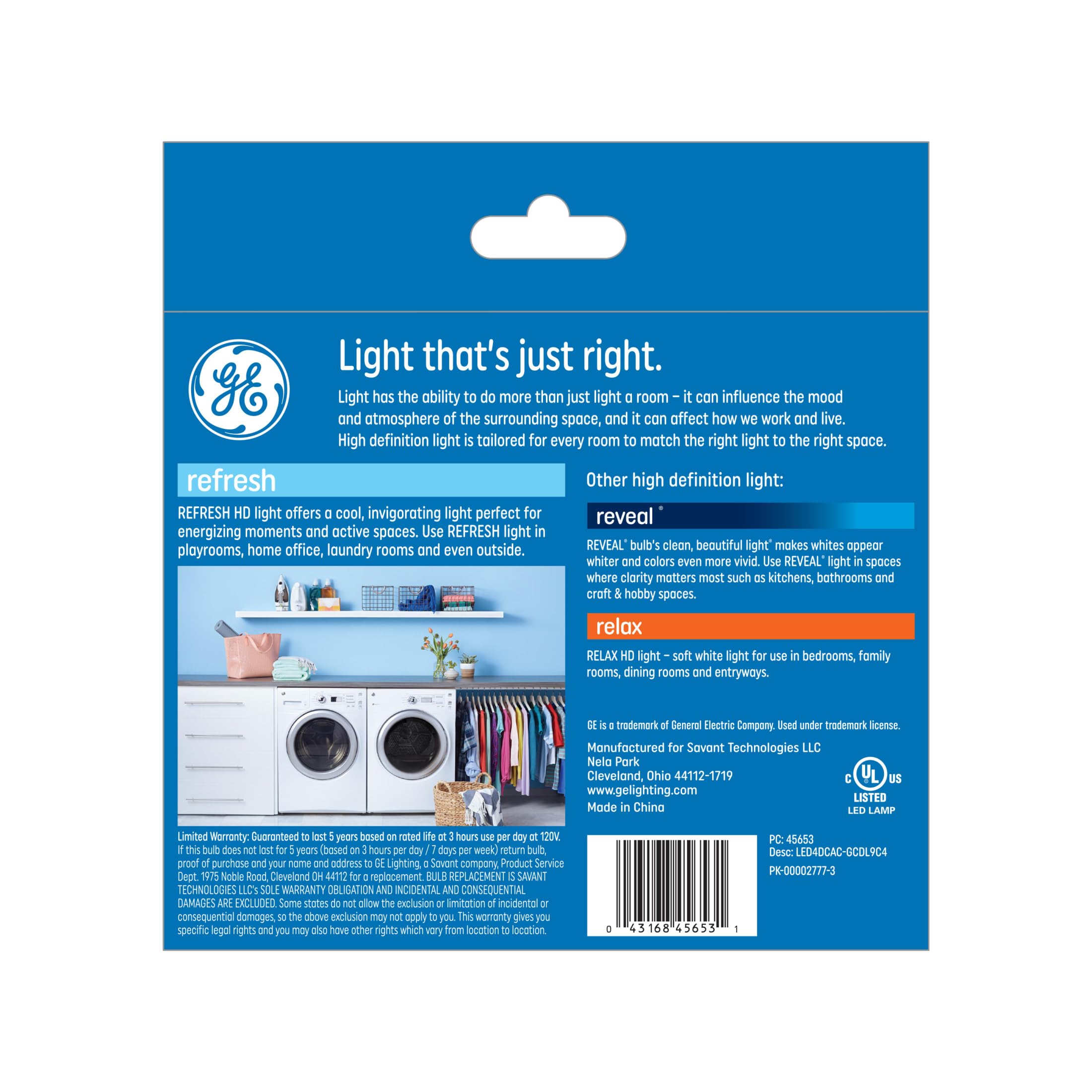 GE LED Light Bulbs, 40W Daylight Clear Decorative, Small Base, 4 Pack, Glass