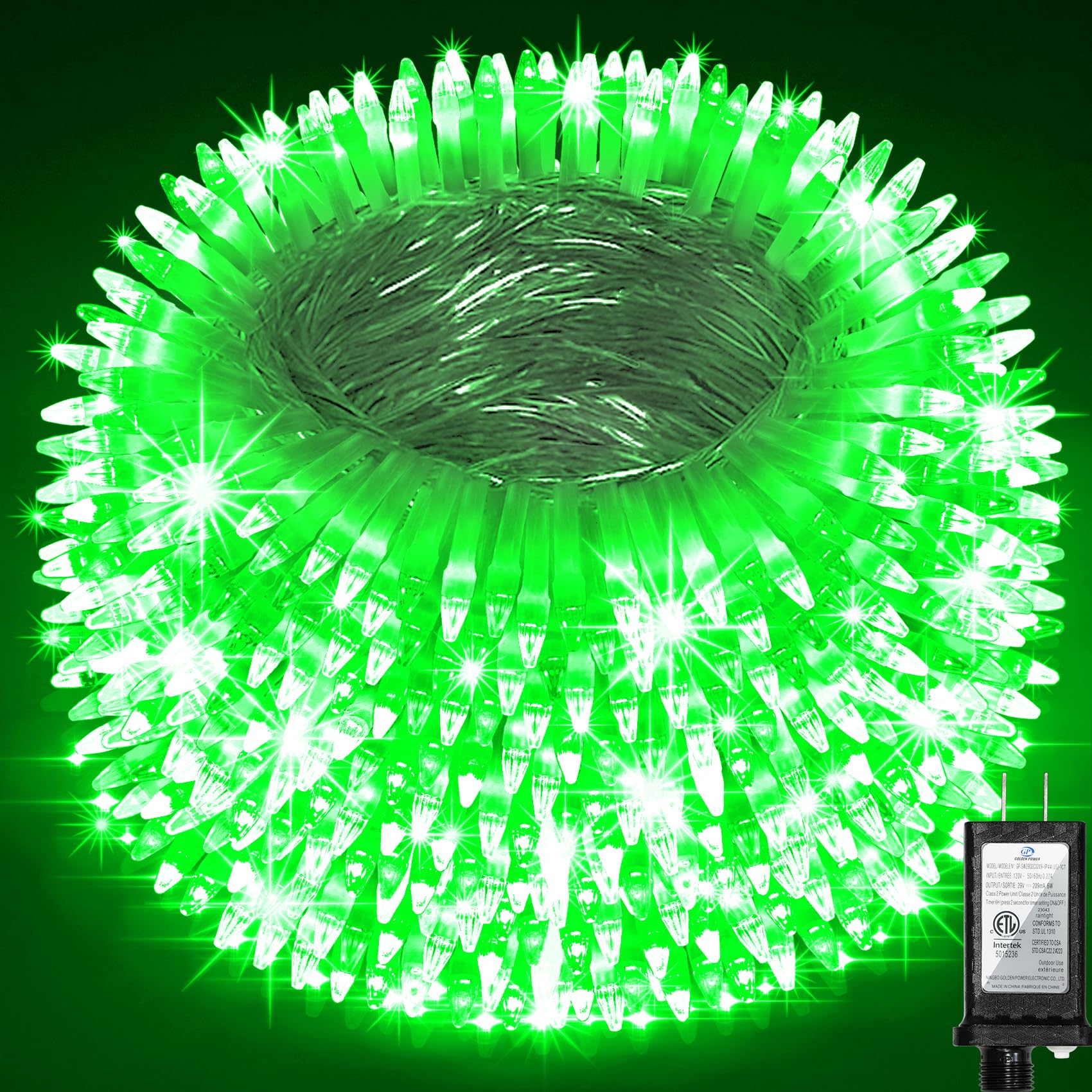 QUHUATU 750 LED Christmas String Lights, 246FT Waterproof, 8 Modes, Green, Model WX-750L