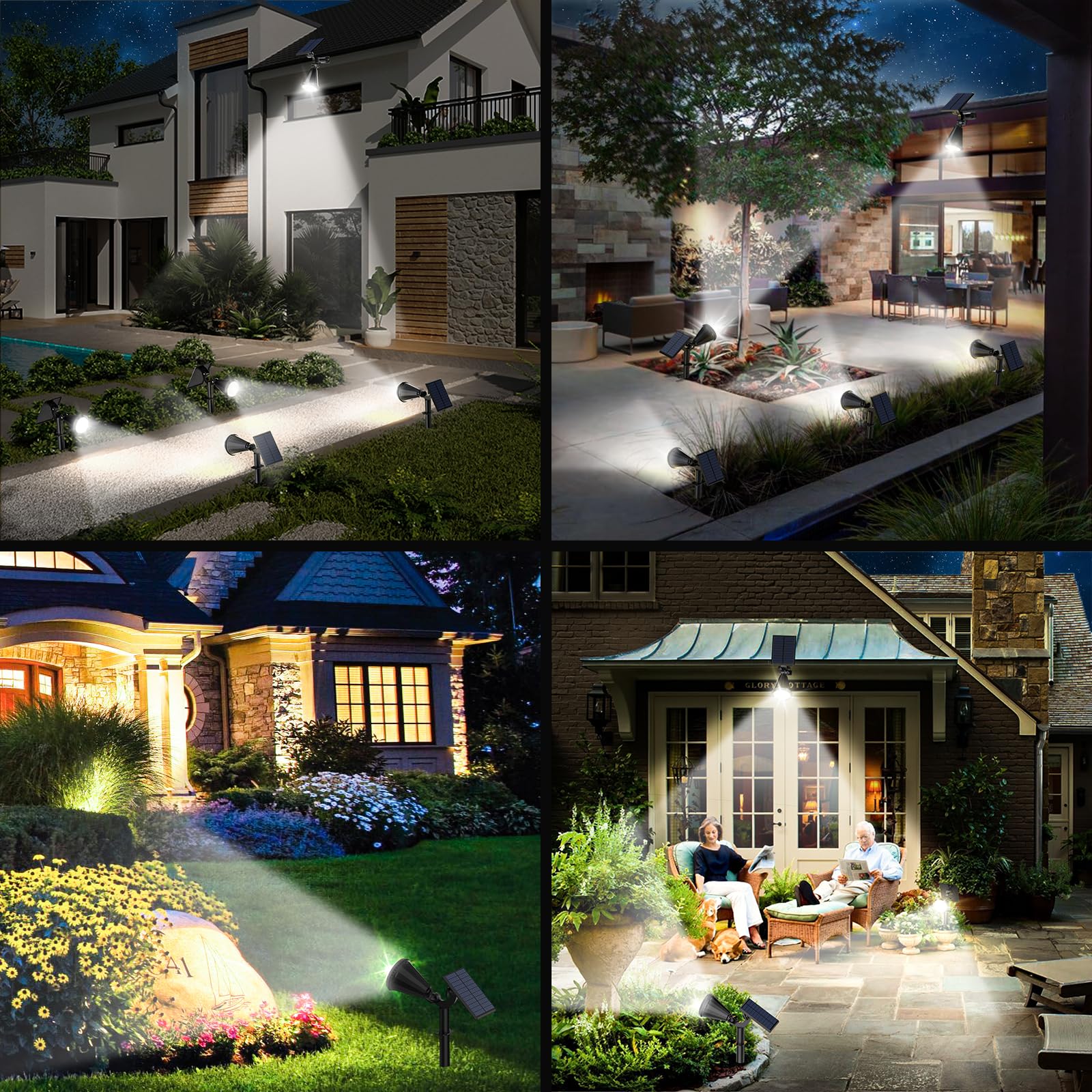 Katipeal Solar Spot Lights Outdoor [4 Modes /2 Pack] Waterproof Ip65 Solar Spotlights With Auto On/Off, 180 Adjustable Solar Pow