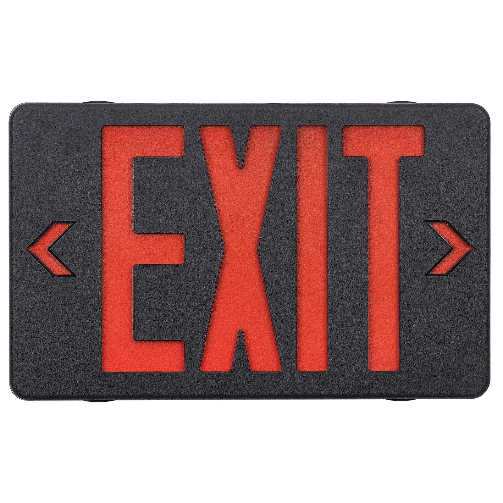 GZRUIYANG Red Exit Sign with Black Housing, LED Emergency Exit Light with Battery Backup, UL Listed, AC 120/277V, Exit Signs wit