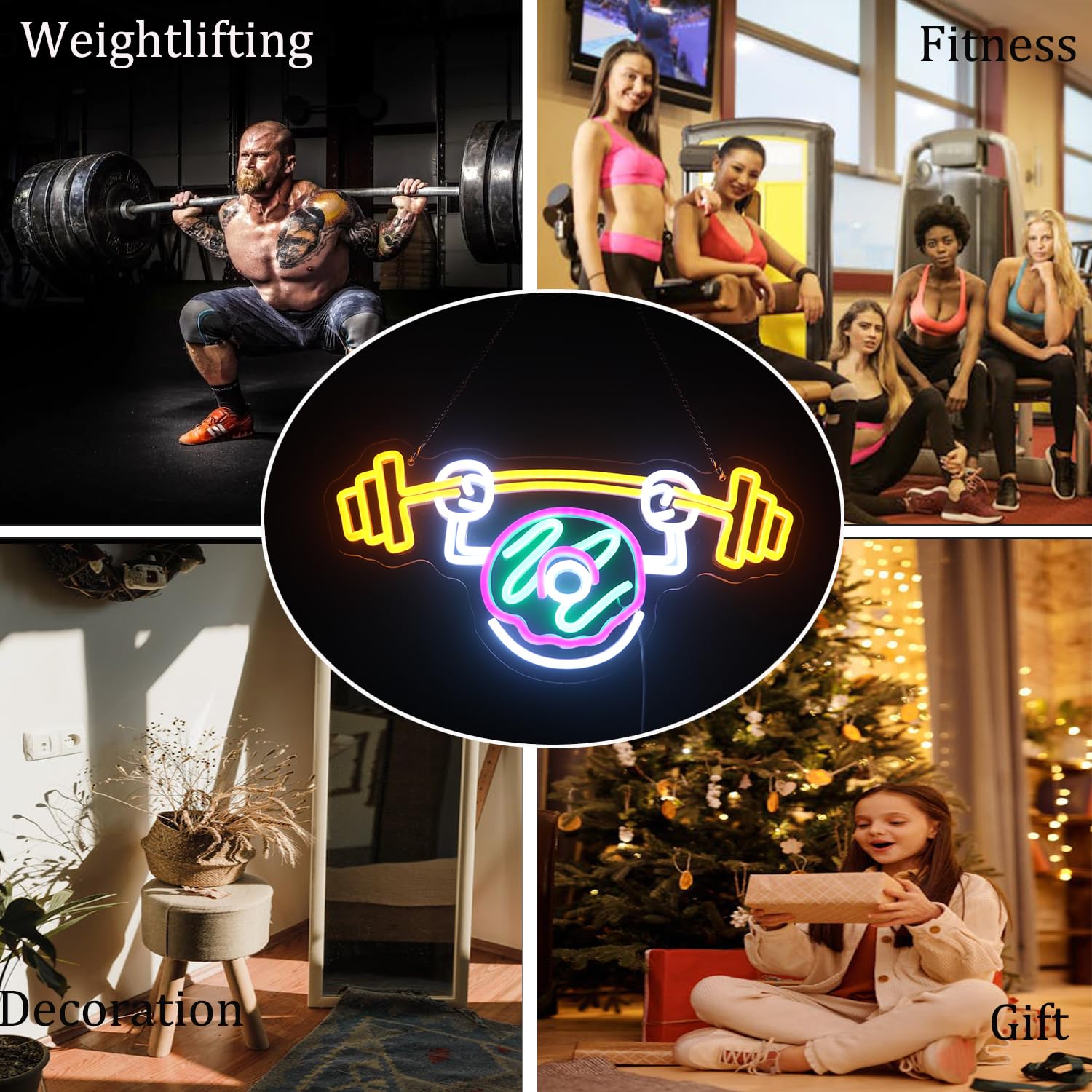 Donut Weightlifting Neon Sign Donut Does Gym Decor Neon Light Custom Neon Sign  Gym Donut Funny Neon Sign For Bedroom Game Room Nursery Room Decor  Donut Art Led Light Christmas Birthday Gift