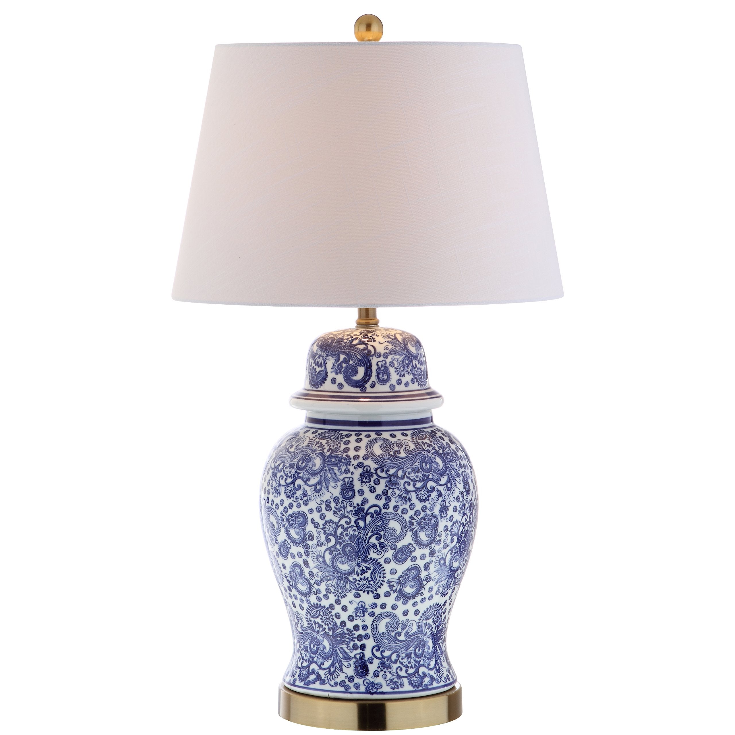 JONATHAN Y Ellis Ceramic LED Table Lamp 29.5in Blue/White Model JYL3008A for Bedroom, Living Room, Office