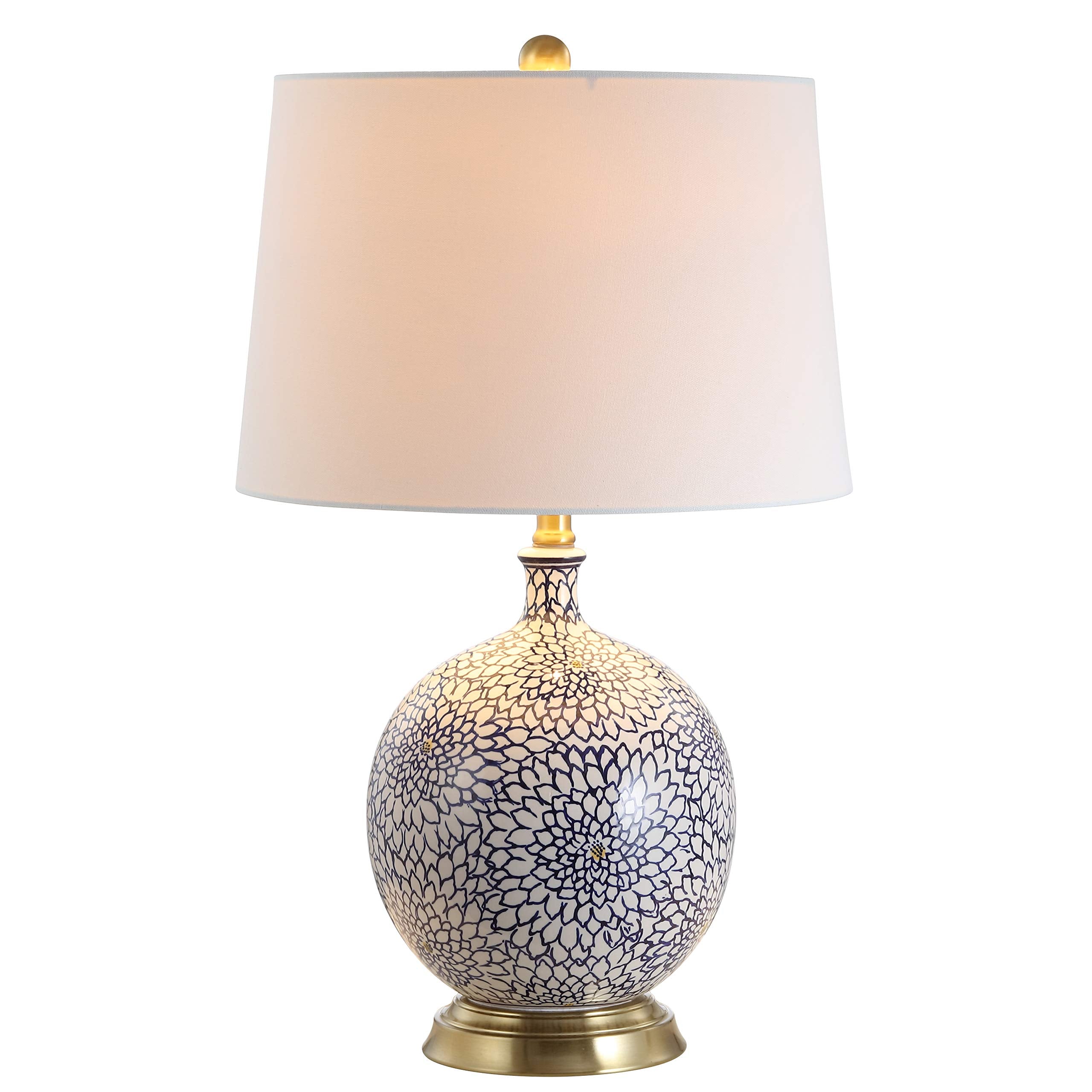 SAFAVIEH Lighting - Orianna 25-Inch Ceramic Table Lamp - Blue & White - Floral Design - Ideal for Living Room, Bedroom, Entryway