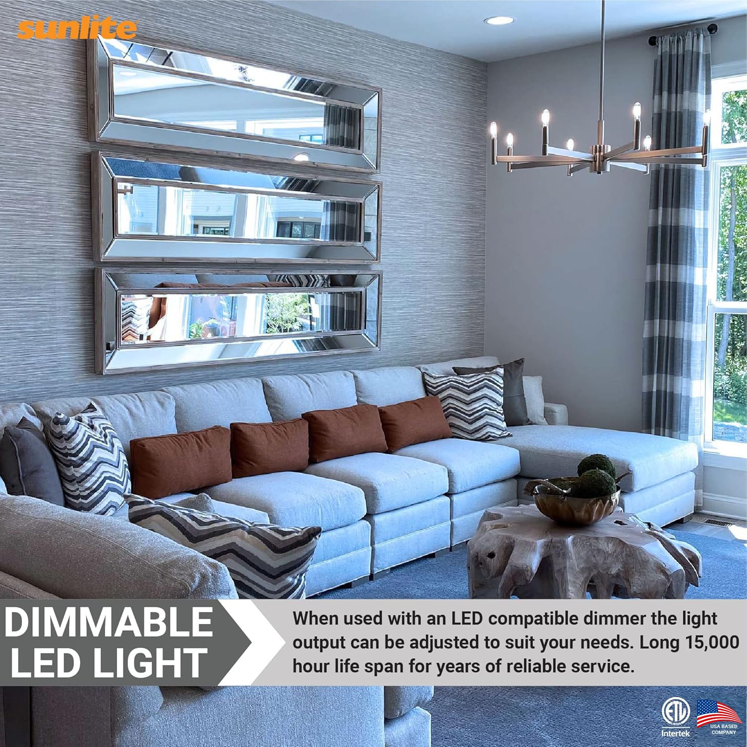 Sunlite LED B13 Chandelier Light Bulb, 7W (60W=), 500 Lumens, Dimmable, E12 Base, 5000K Daylight, 6