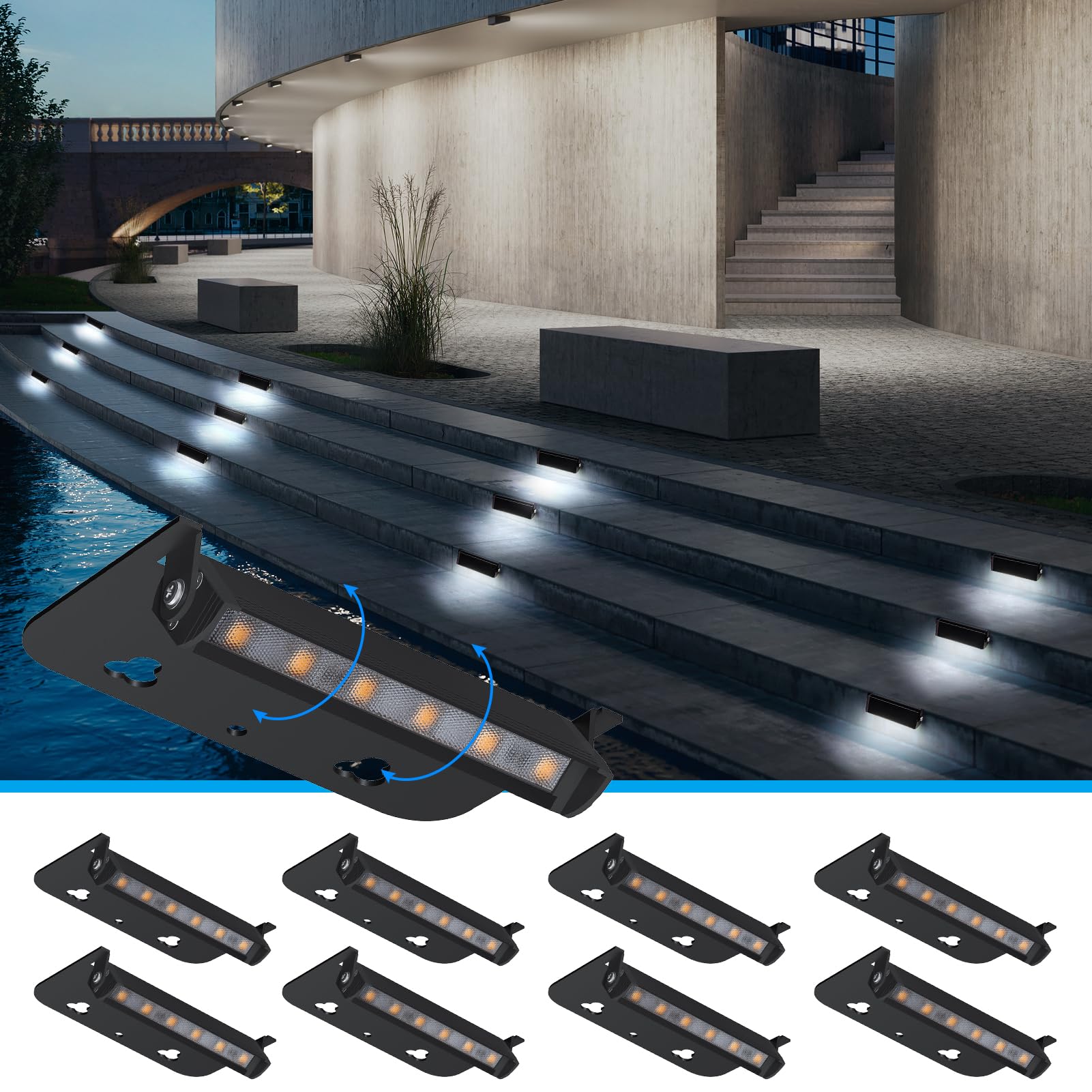 Modern 4inch 1.8W Hardscape Lighting,5000K Daylight White Retaining Wall Lights,12V AC/DC Low Voltage Landscape Paver Lights,IP6