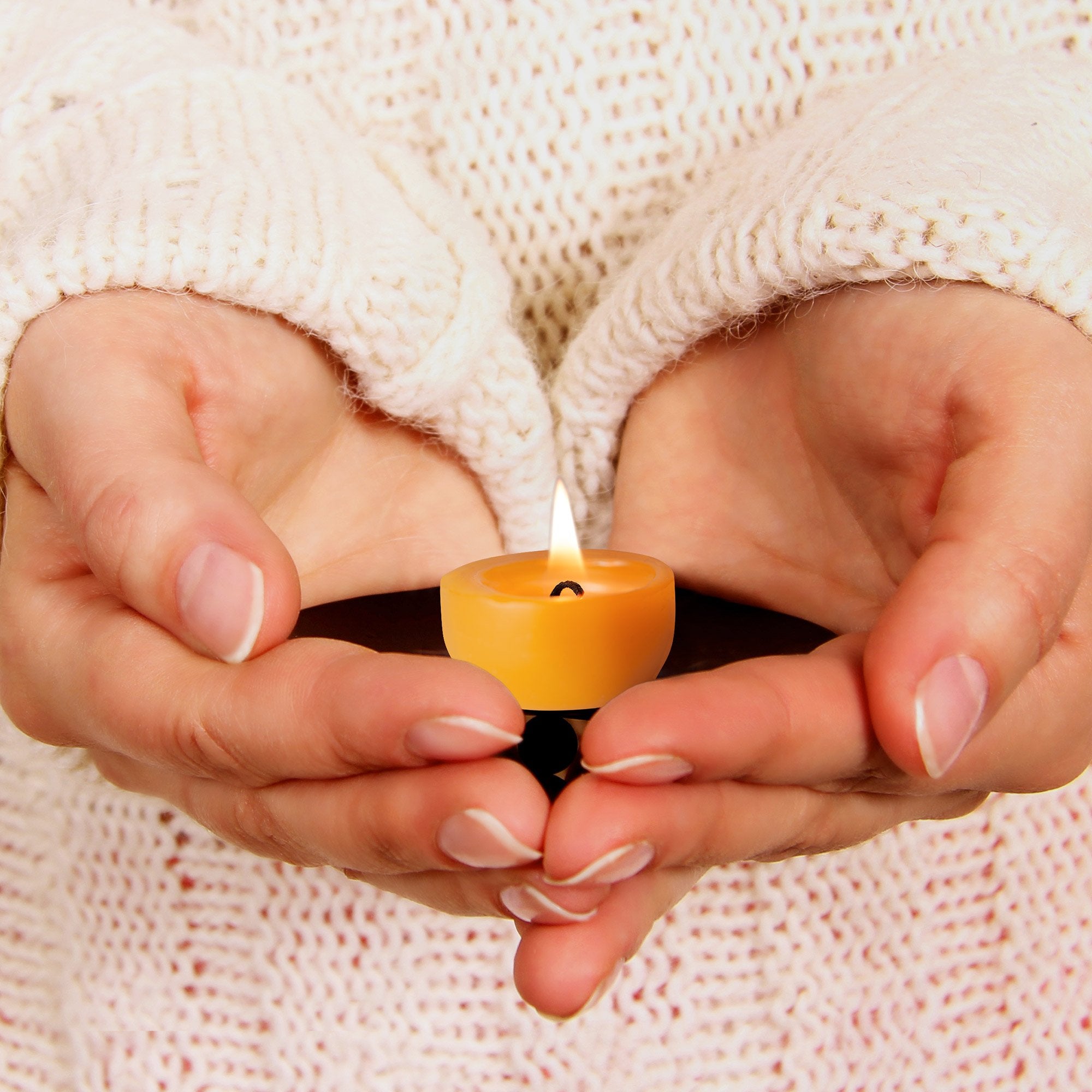 Serenibee Tea Light Candles - 100% Pure Beeswax Candles With One Custom Reusable Sturdy Steel Candle Holder And Reusable Cotton