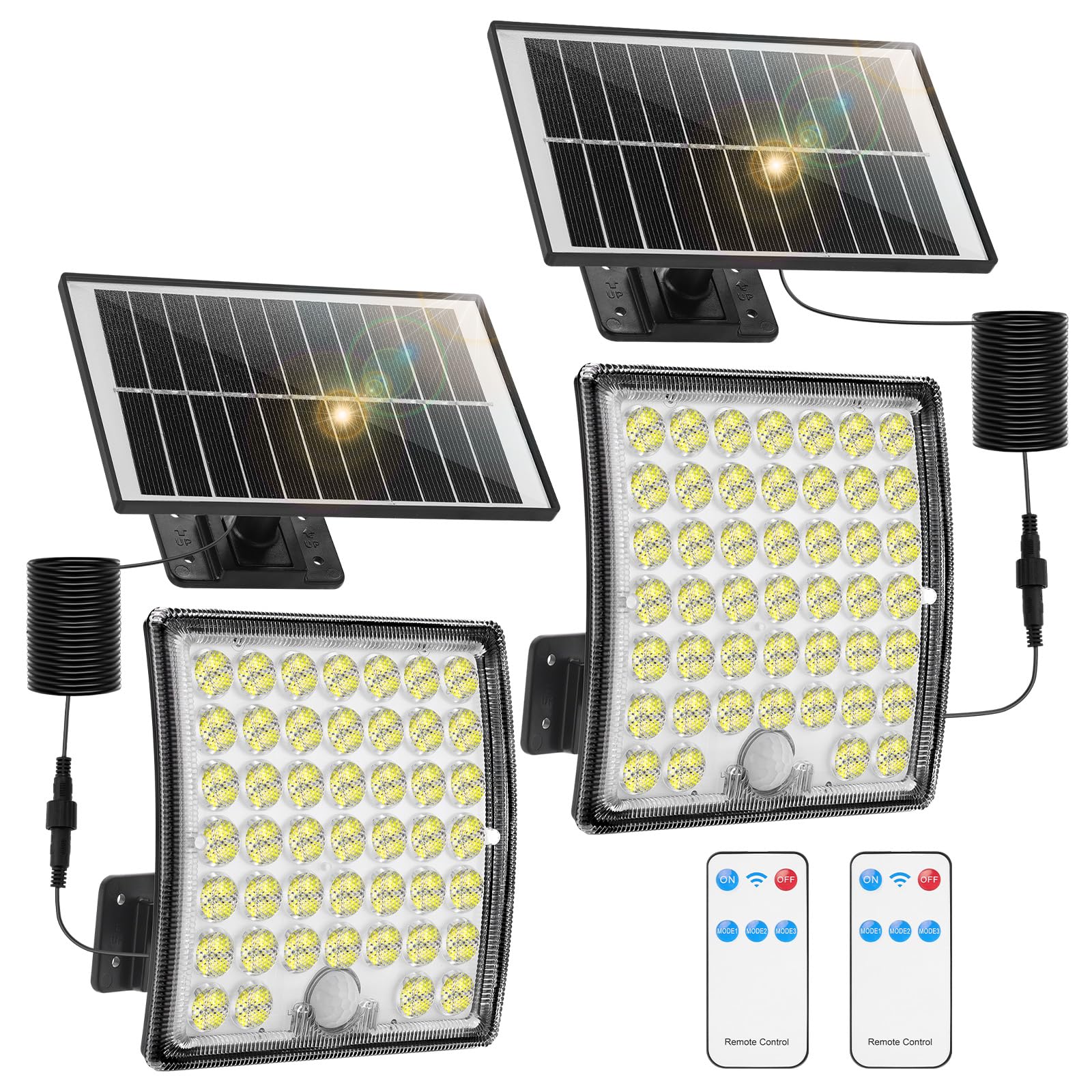 HLCZLUZ Solar Lights Outdoor Waterproof Motion Sensor Security Lights with Remote, 3 Modes 184 LED 150% Bright Upgraded Convex L