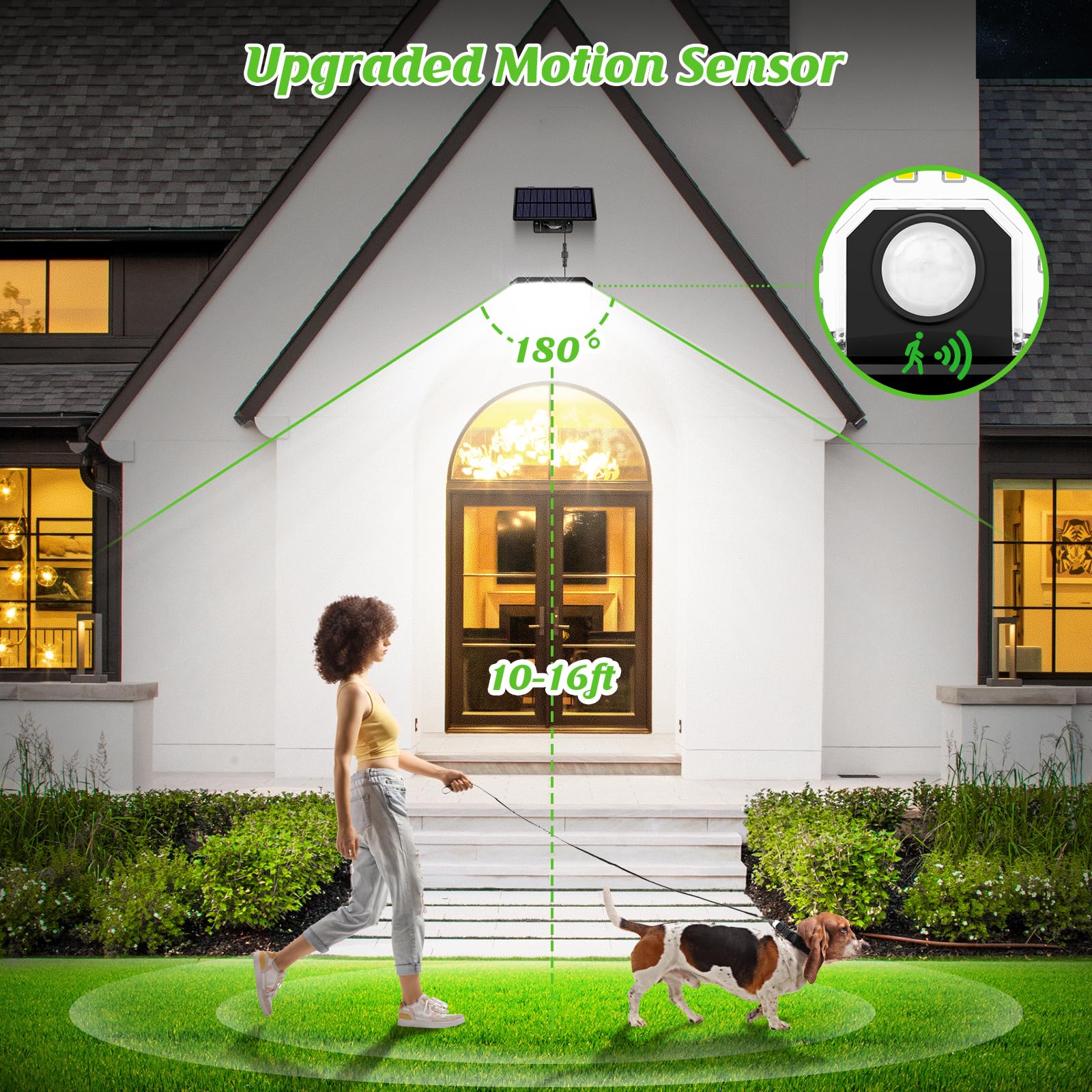 Solar Outdoor Lights With Remotes, Motion Sensor Dusk To Dawn Wall Lights Waterproof, Led Outside Solar Powered Security Flood L