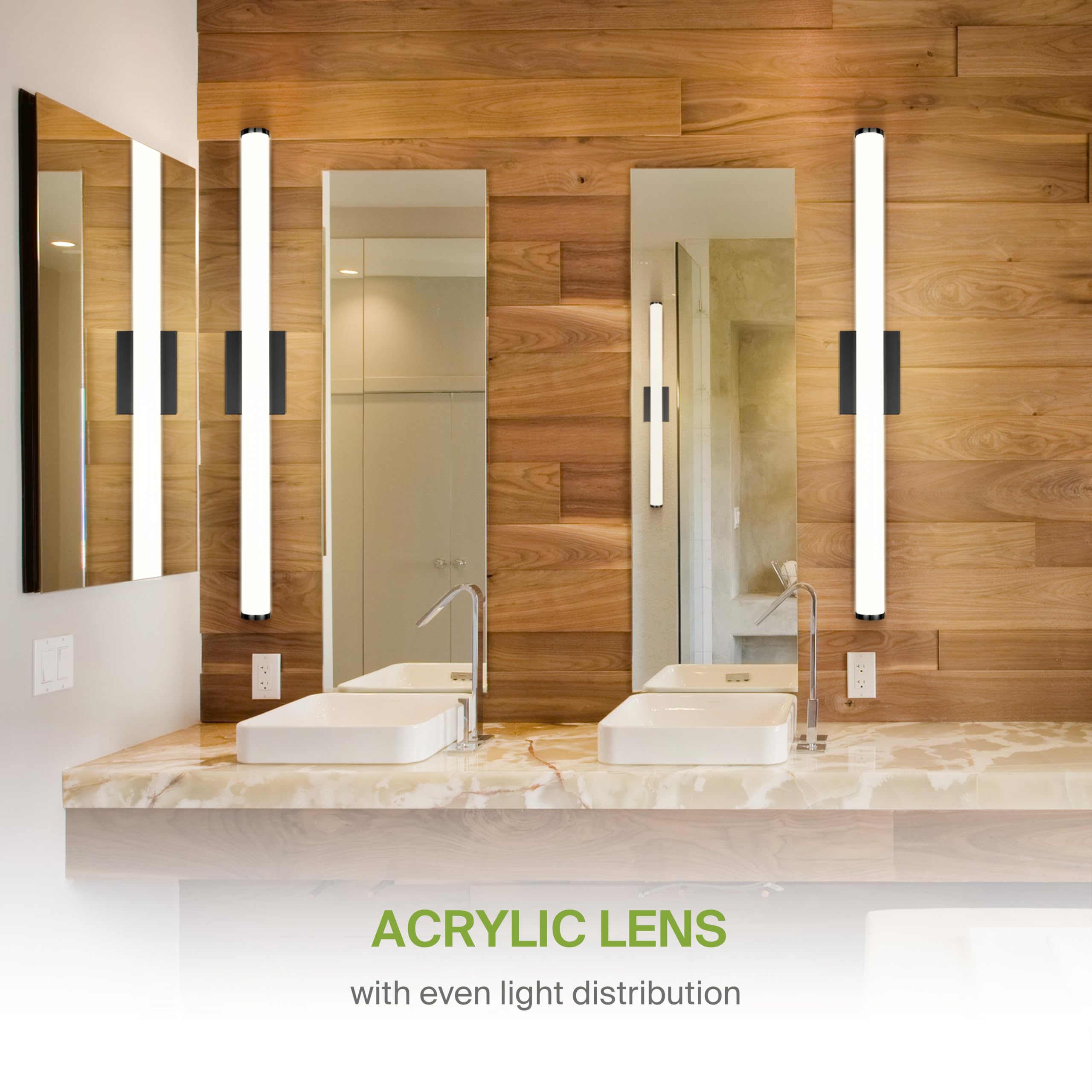 ASD LED Wall Mount Vanity Light Fixture 36 Inch 30W 2100LM Dimmable Energy Star Black A-LVF23-36D30CC-B